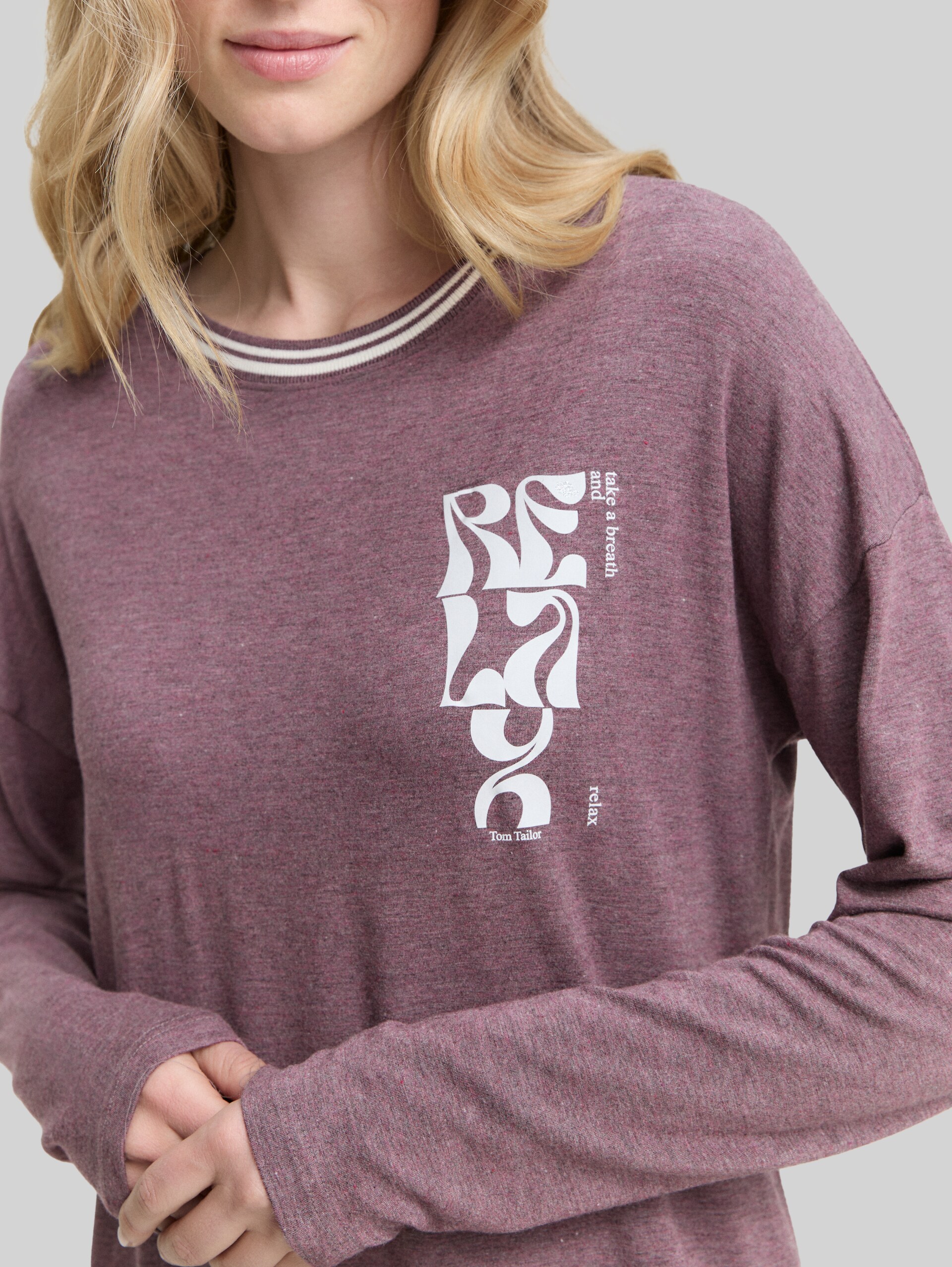Melange-look nightshirt - purple-medium-melange - Detail model view