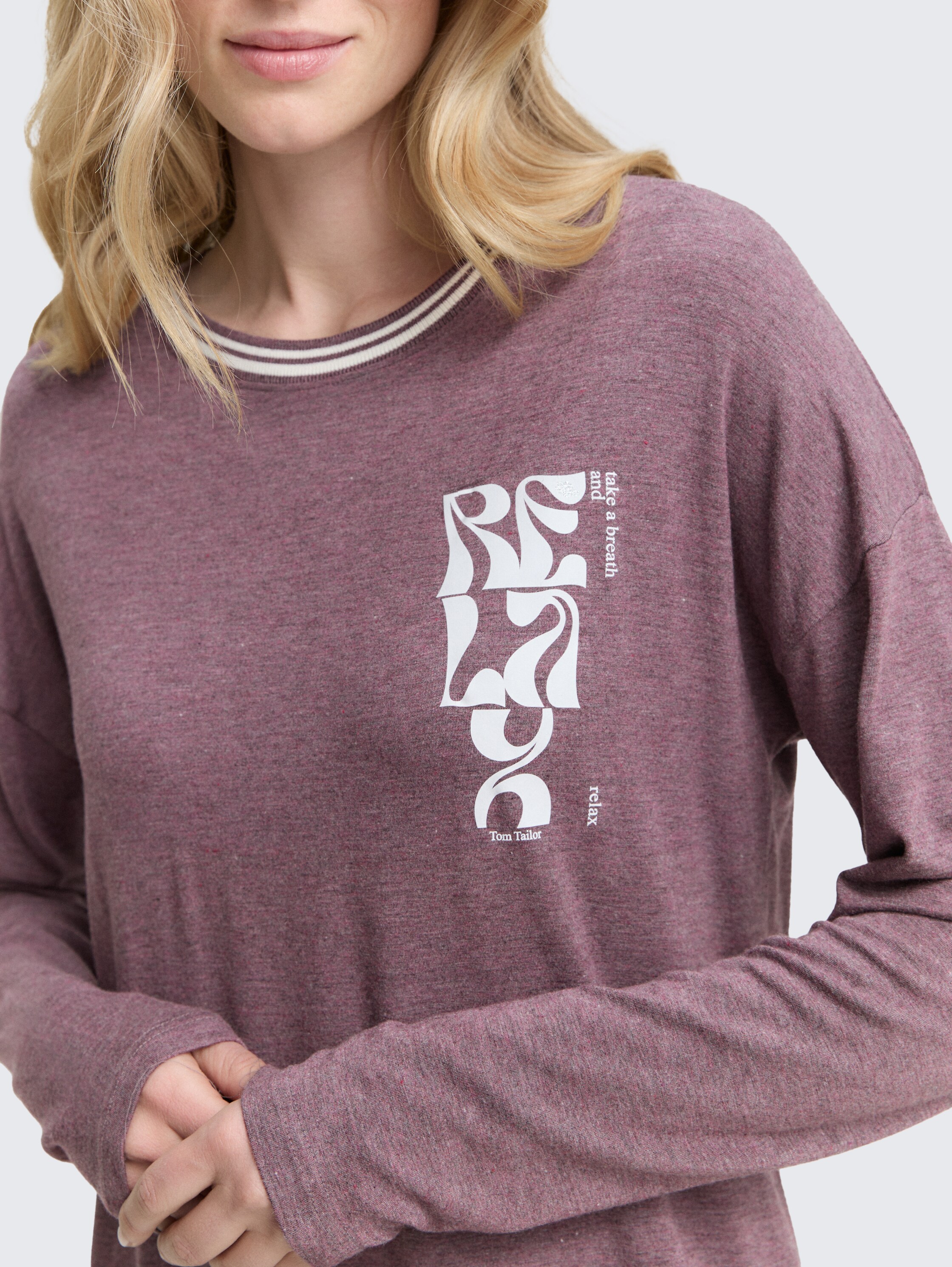 Nachthemd in gemêleerde look - purple-medium-melange - Detailaanzicht model