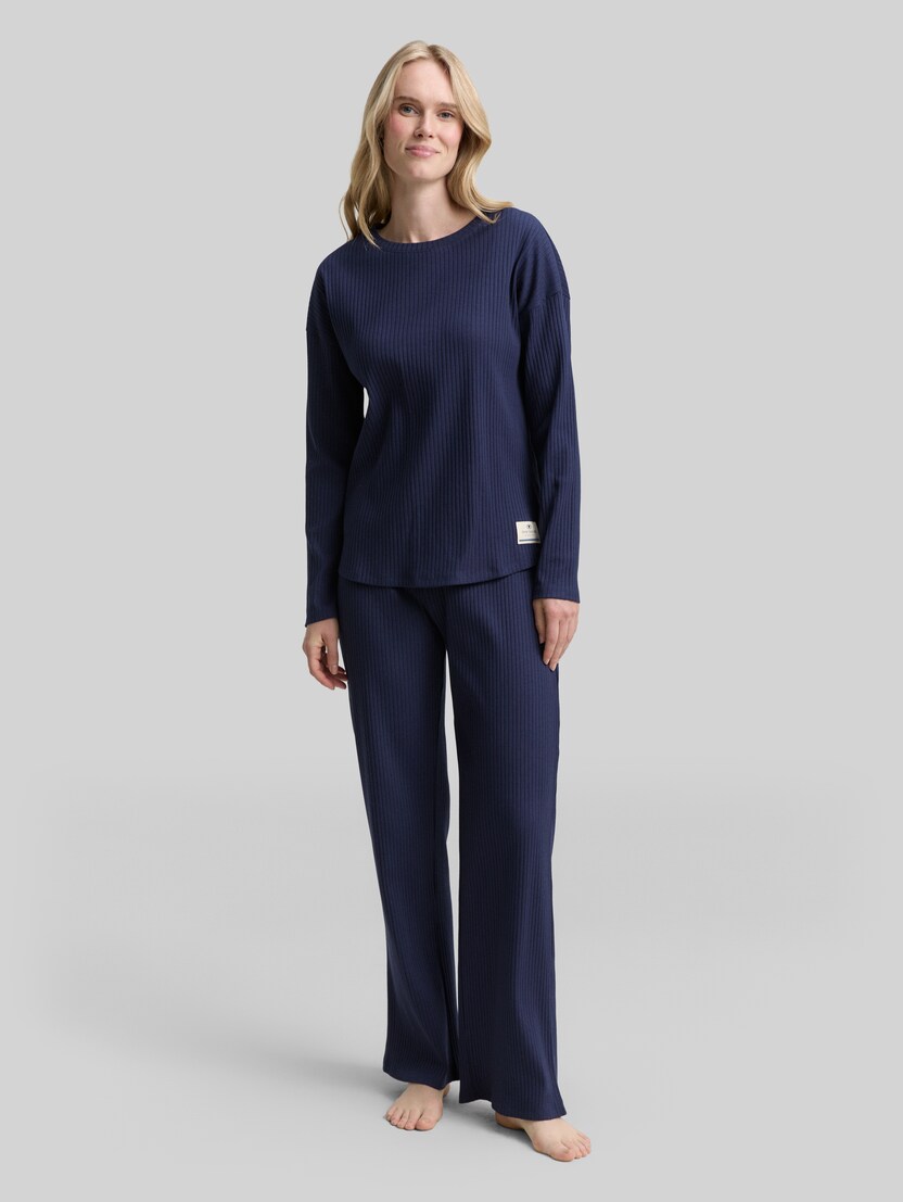 Basic pyjama set by Women, blue-medium-solid