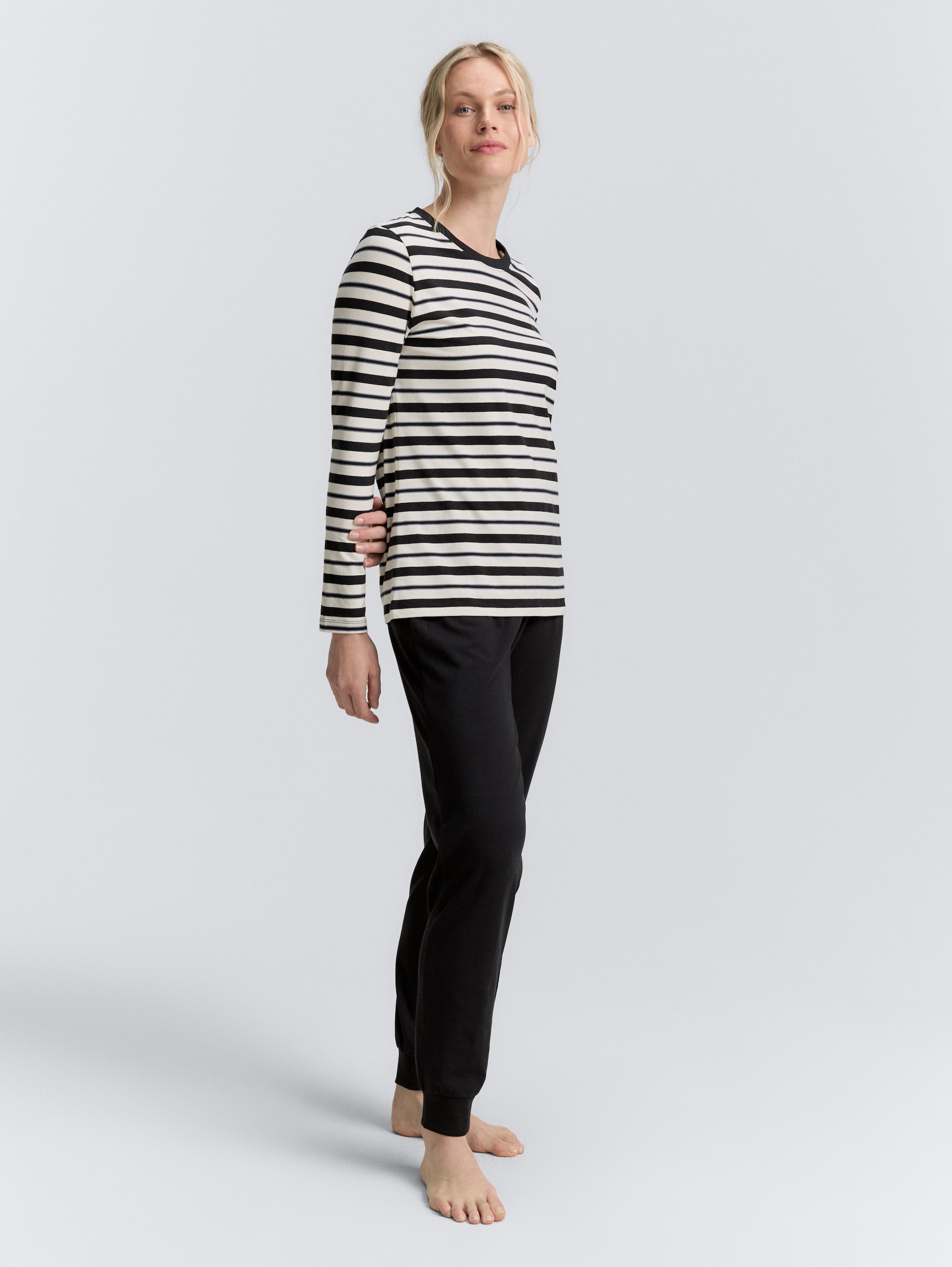 Pyjamaset met gestreept patroon - grey-dark-horizontal stripe - zijaanzicht model
