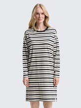 Striped nightdress - grey-dark-horizontal stripe - Model front view