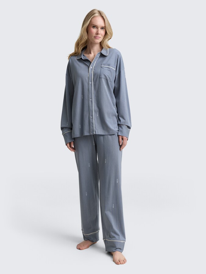 Pyjama set met strepenpatroon door Women, blue-medium-vertical stripe