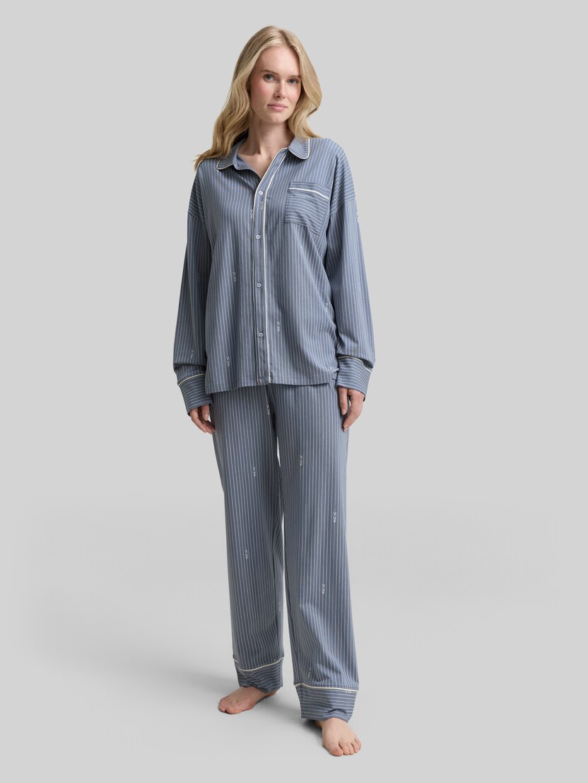 Pyjama-Set mit Streifenmuster von Women, blue-medium-vertical stripe