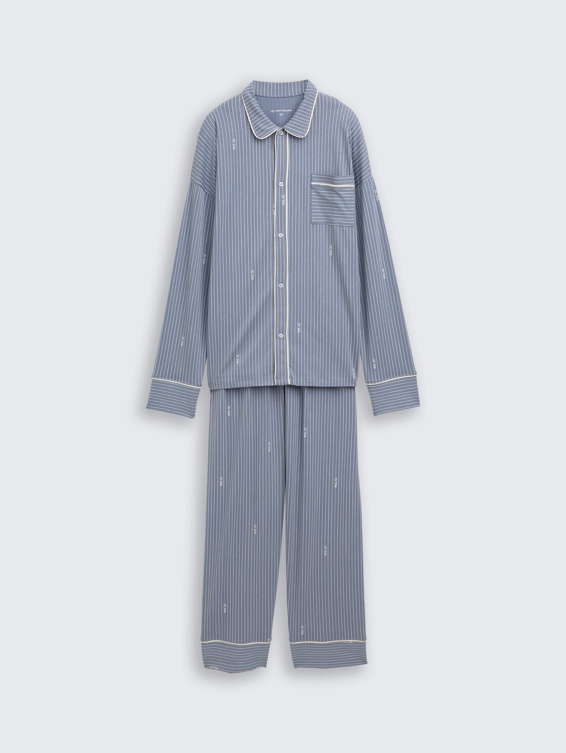 Pyjama-Set mit Streifenmuster - blue-medium-vertical stripe - Vorder-Produkt-Ansicht