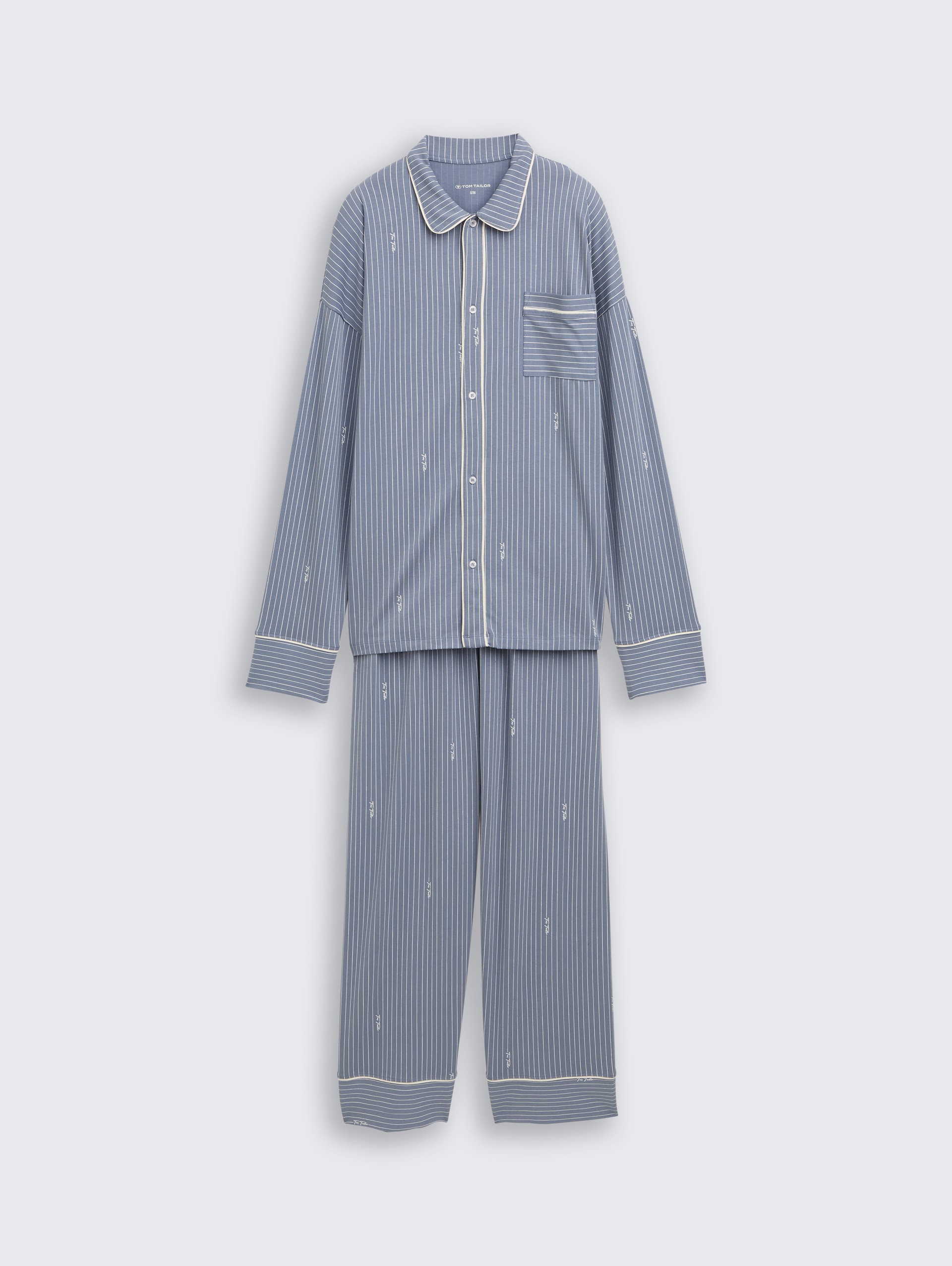 Pyjamaset met gestreept patroon - blue-medium-vertical stripe - Product vooraanzicht