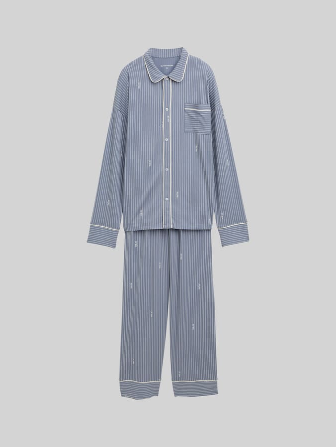 Pyjama-Set mit Streifenmuster von Women, blue-medium-vertical stripe
