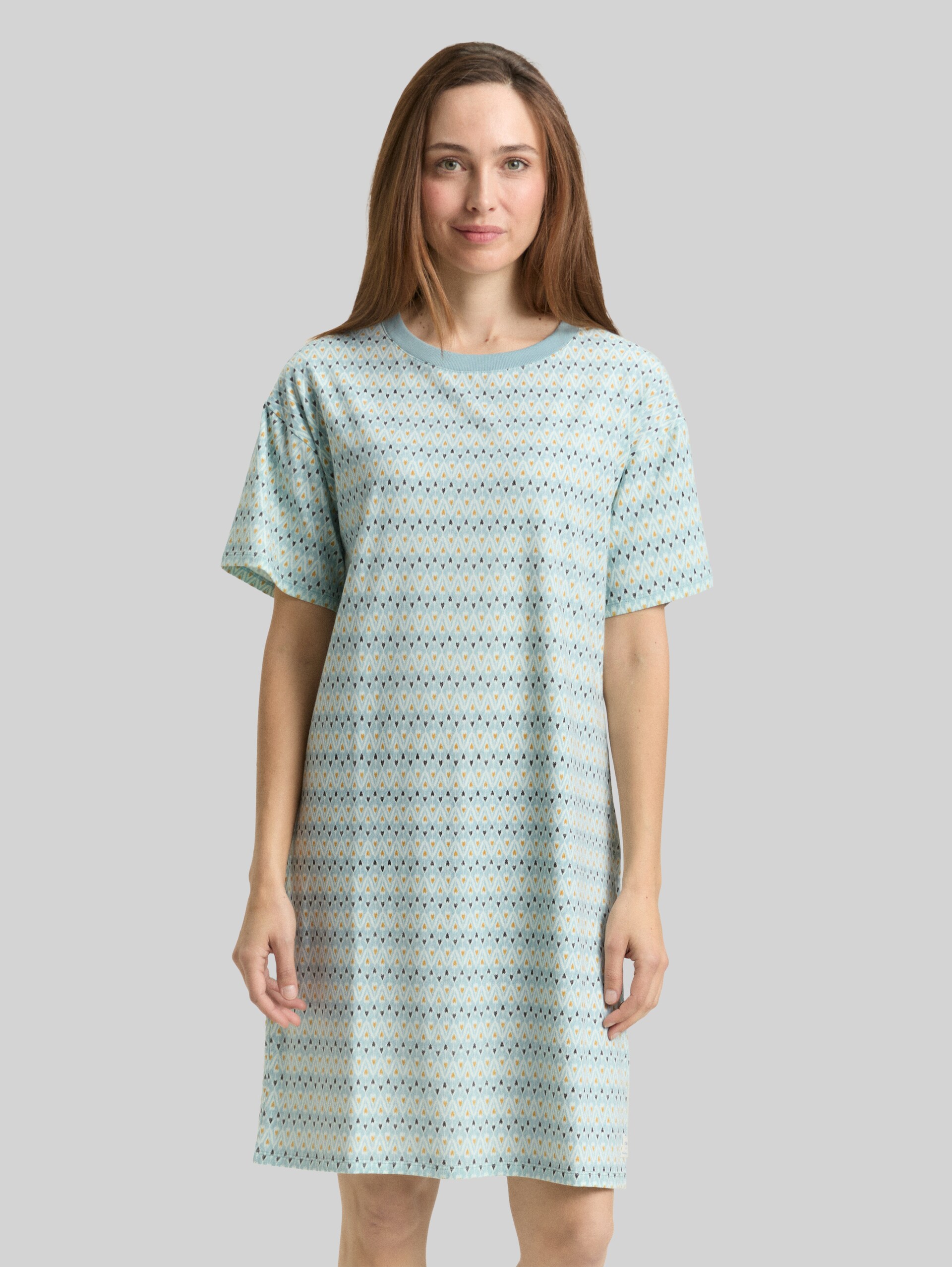 Nightdress with pattern - blue-medium-allover - Model front view