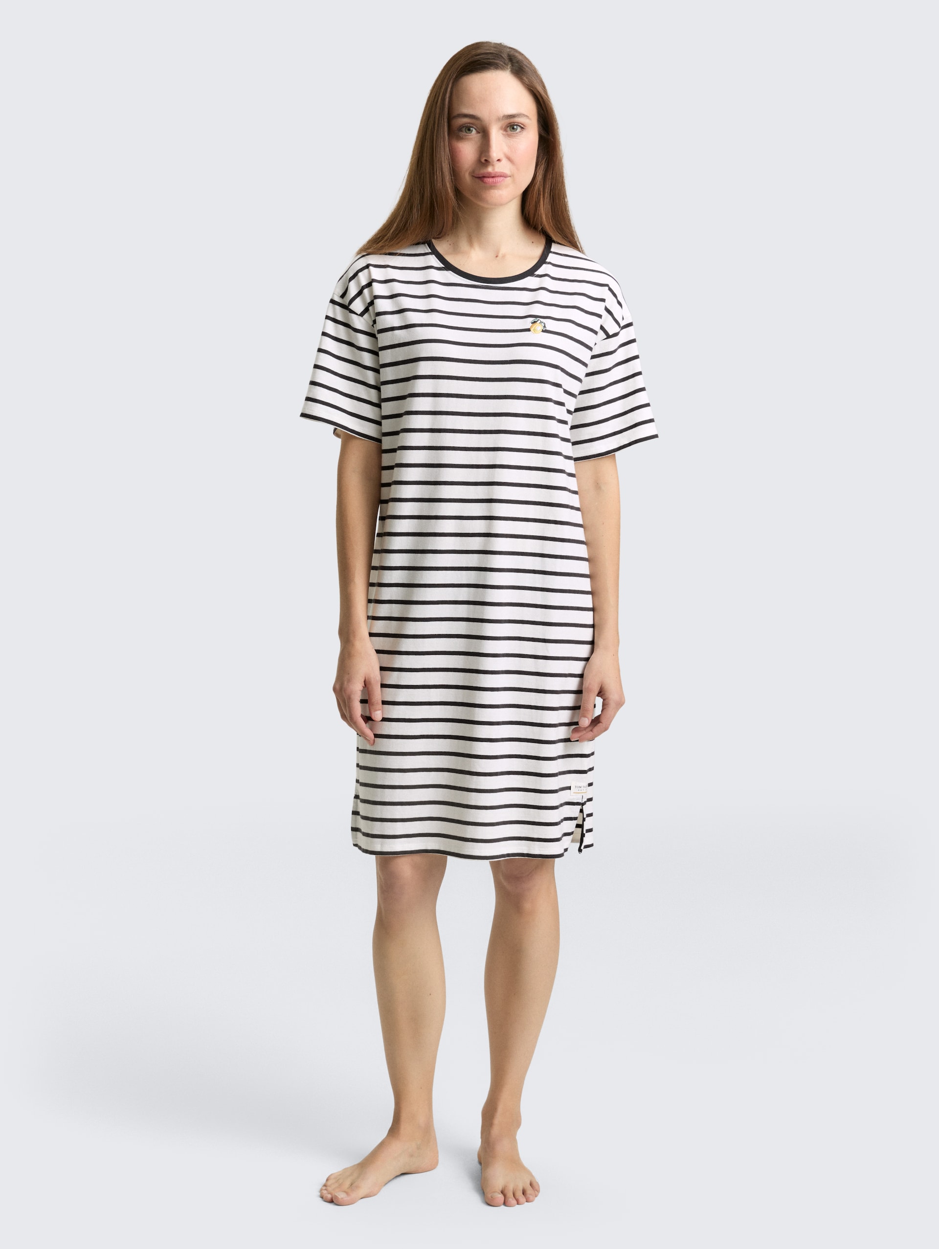 Nachthemd met streepjesmotief - white-medium-horizontal stripe - zijaanzicht model