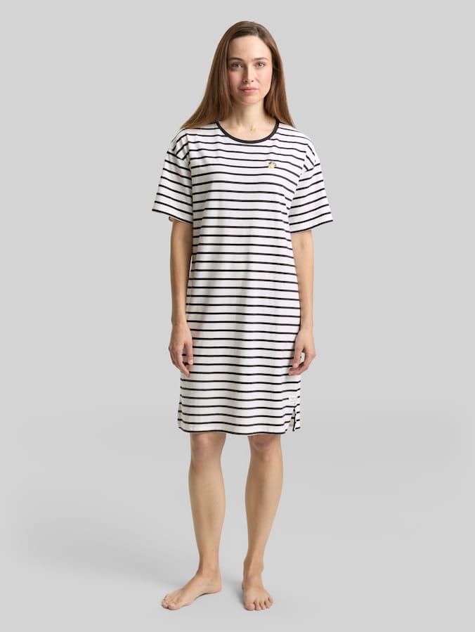 Nachthemd mit Streifenmuster von Women, white-medium-horizontal stripe