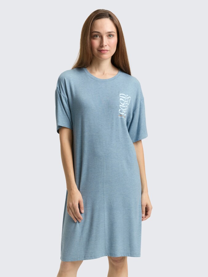 Nachthemd in gemêleerde look door Women, blue-medium-melange