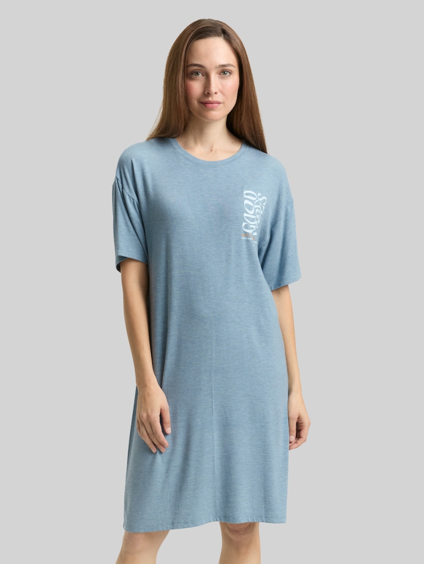 Melange-look nightshirt by Women, blue-medium-melange