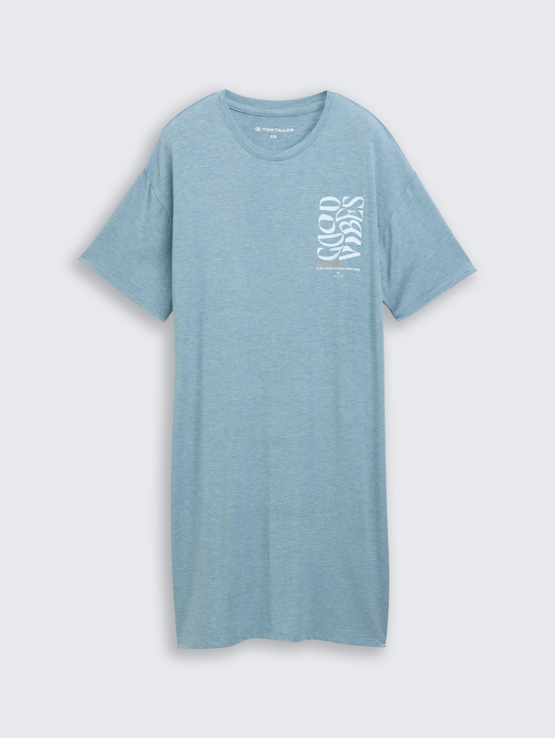 Nachthemd in gemêleerde look - blue-medium-melange - Product vooraanzicht