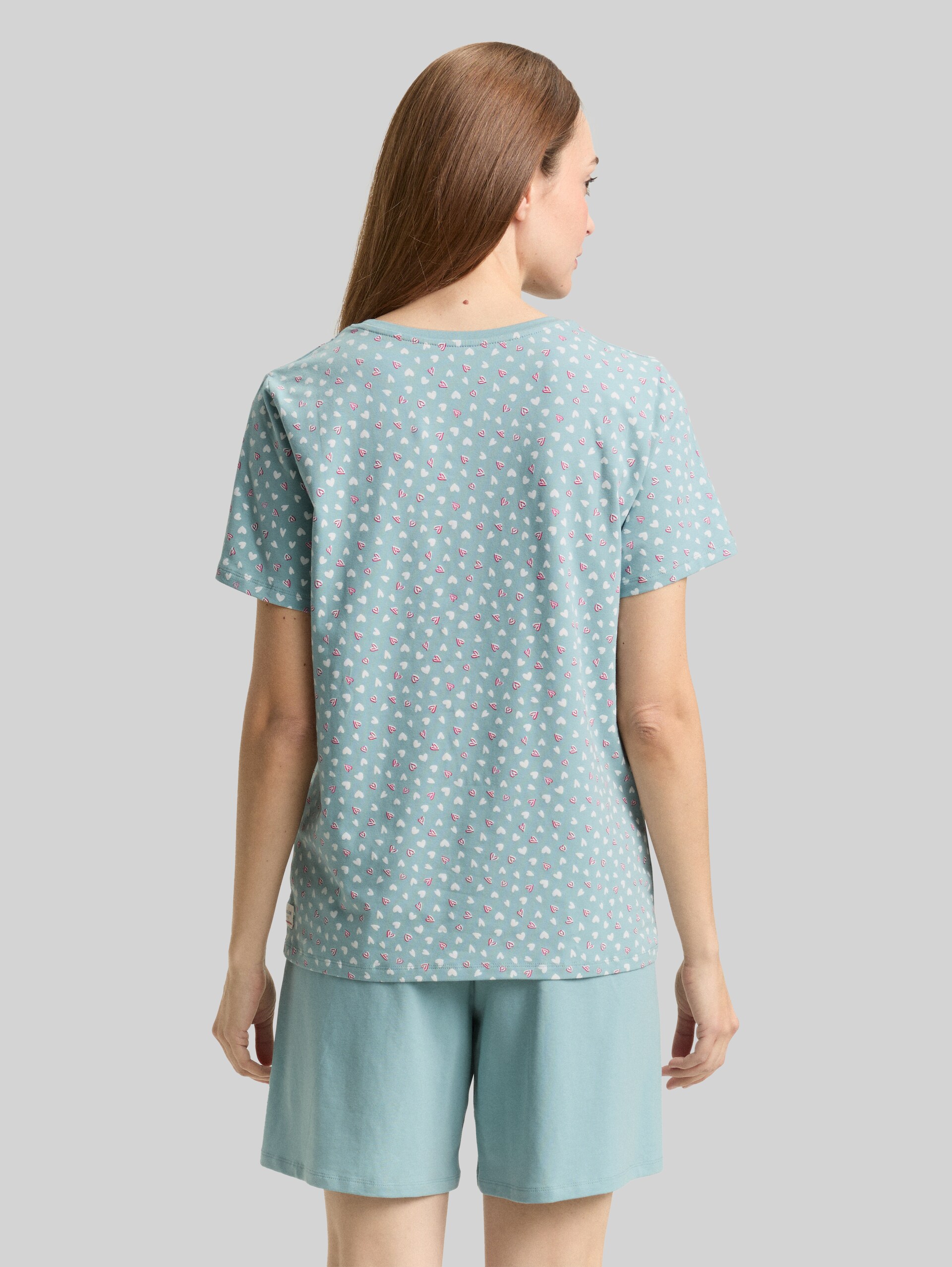 Pyjama set with heart pattern - blue-medium-allover - Model-back view