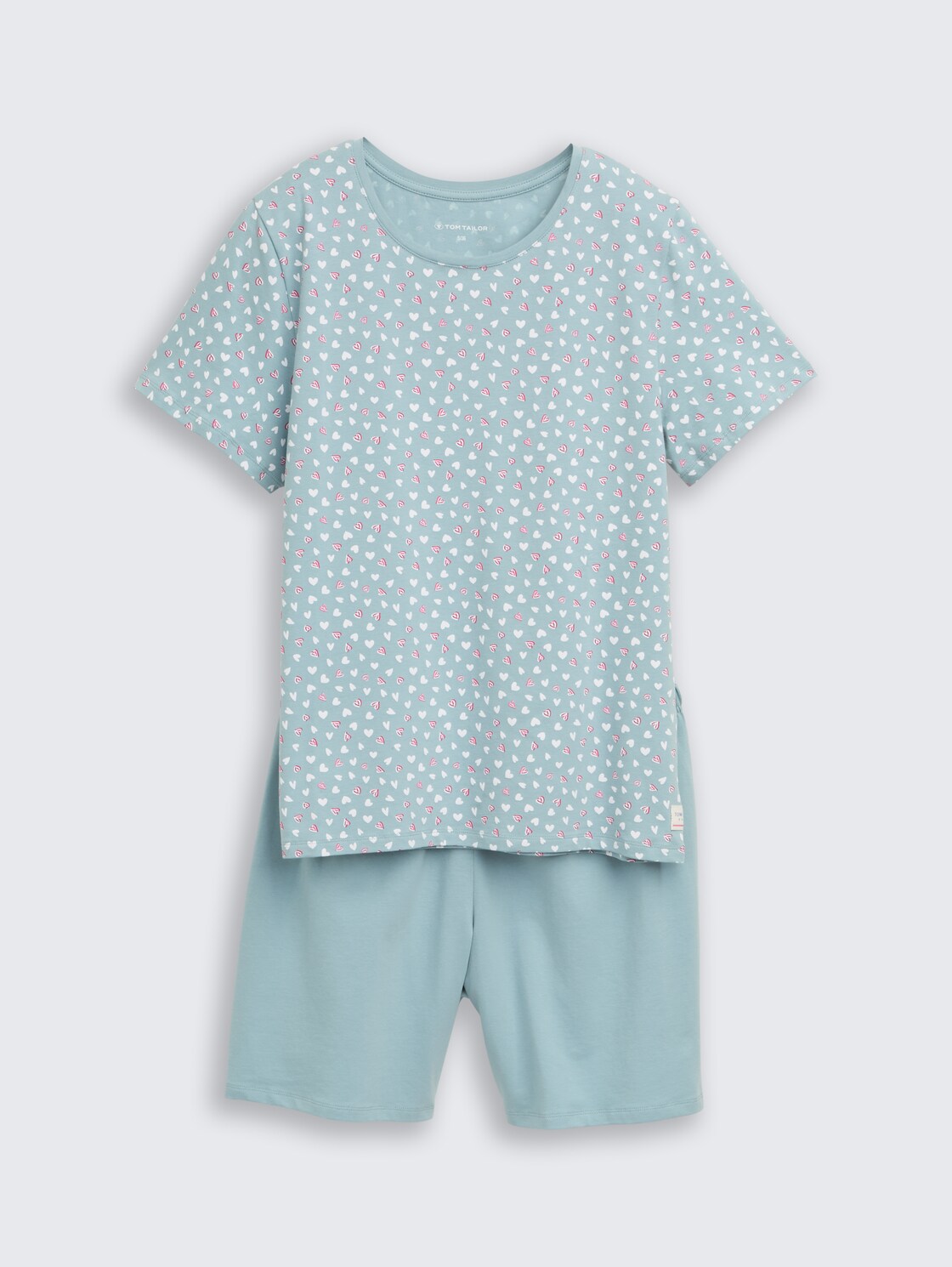 Pyjama-Set mit Herzmuster - blue-medium-allover - Vorder-Produkt-Ansicht