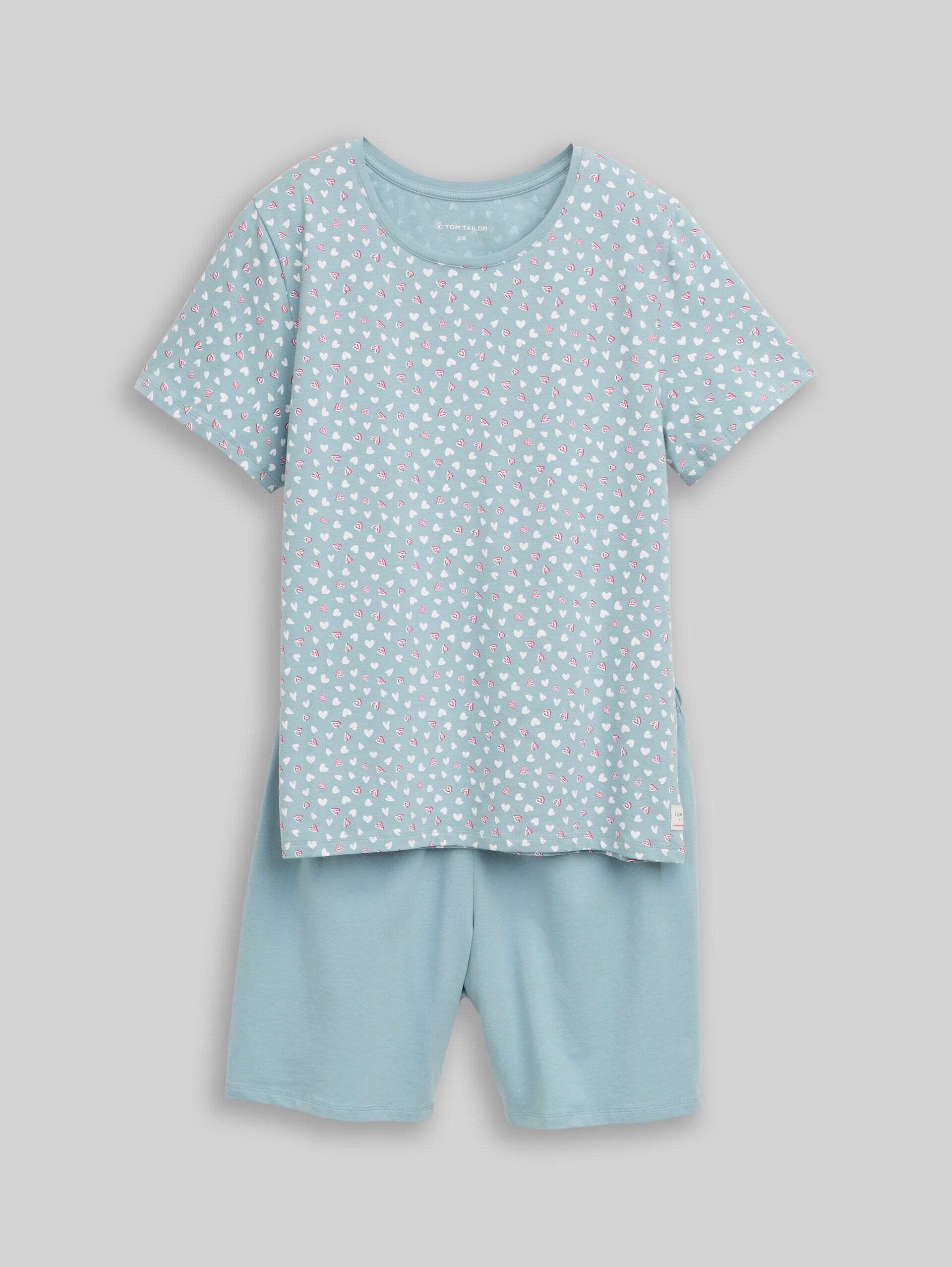 Pyjama set with heart pattern - blue-medium-allover - Front product view