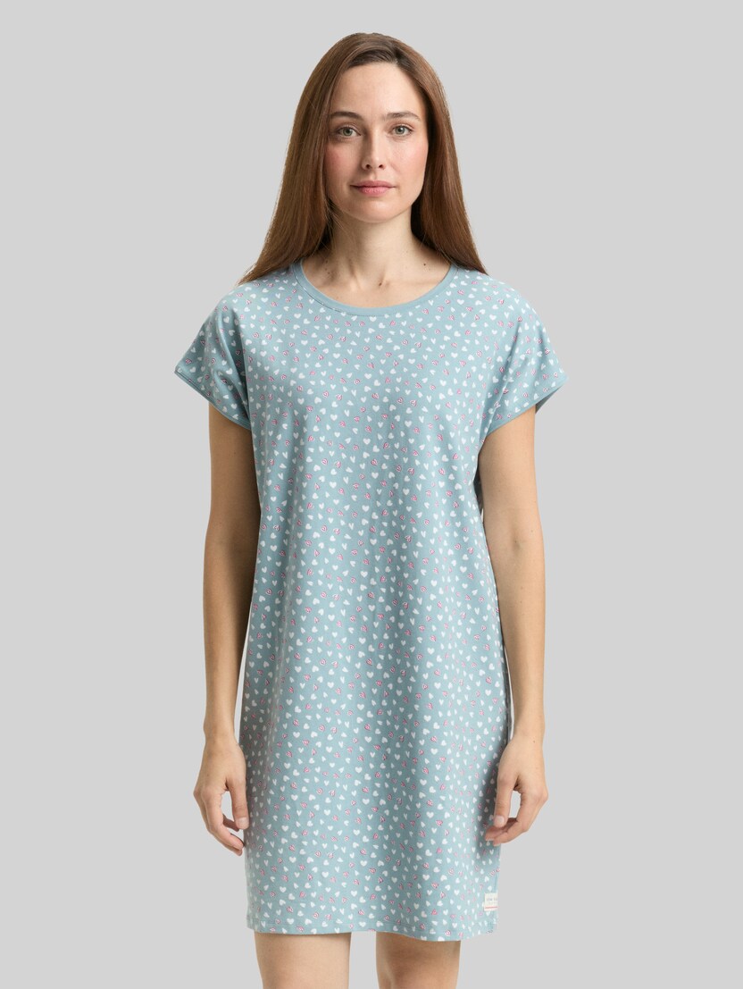 Nightdress with heart pattern by Women, blue-medium-allover