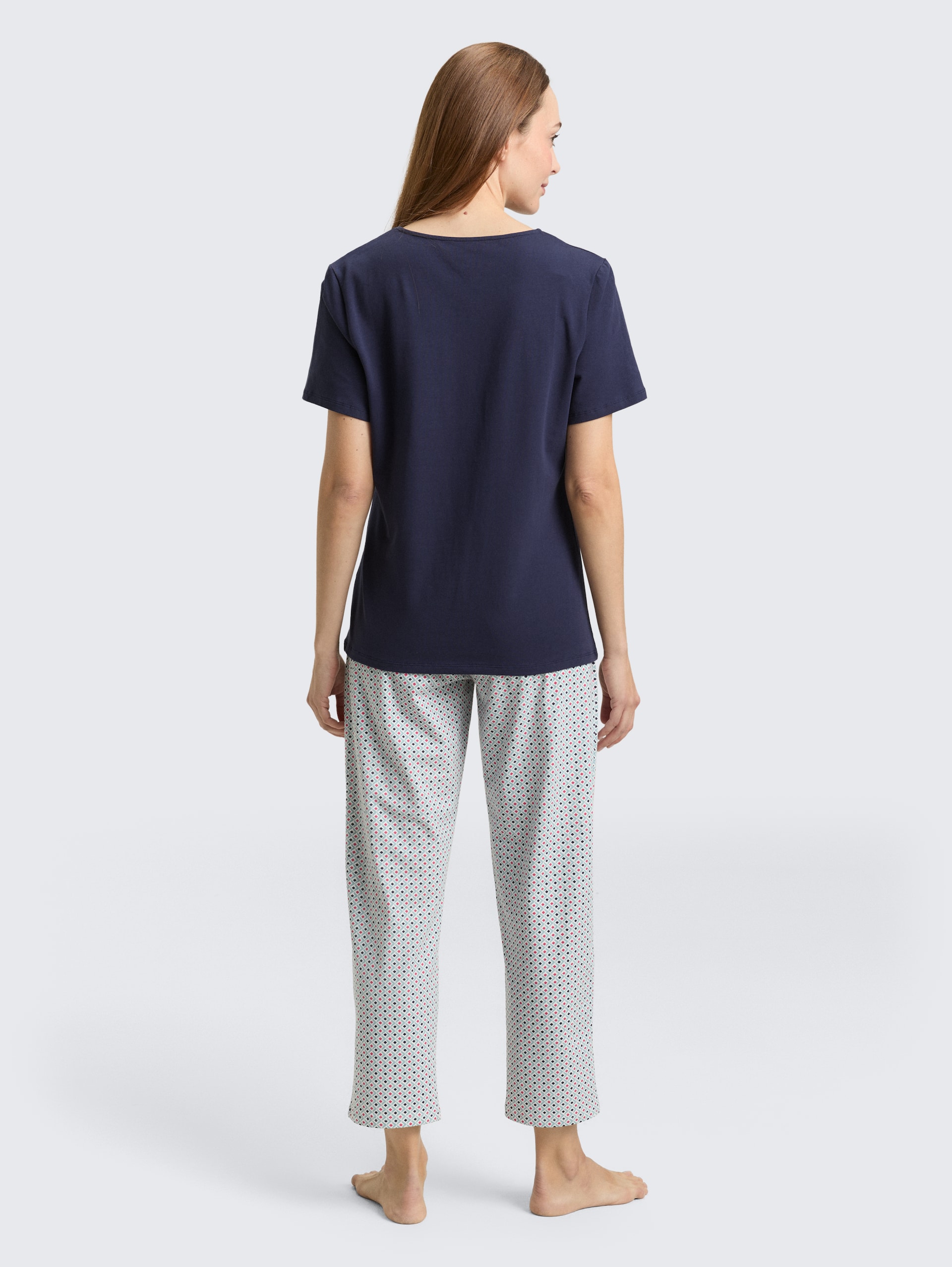 Pyjama-Set - blue-dark-allover - Model-Rückansicht