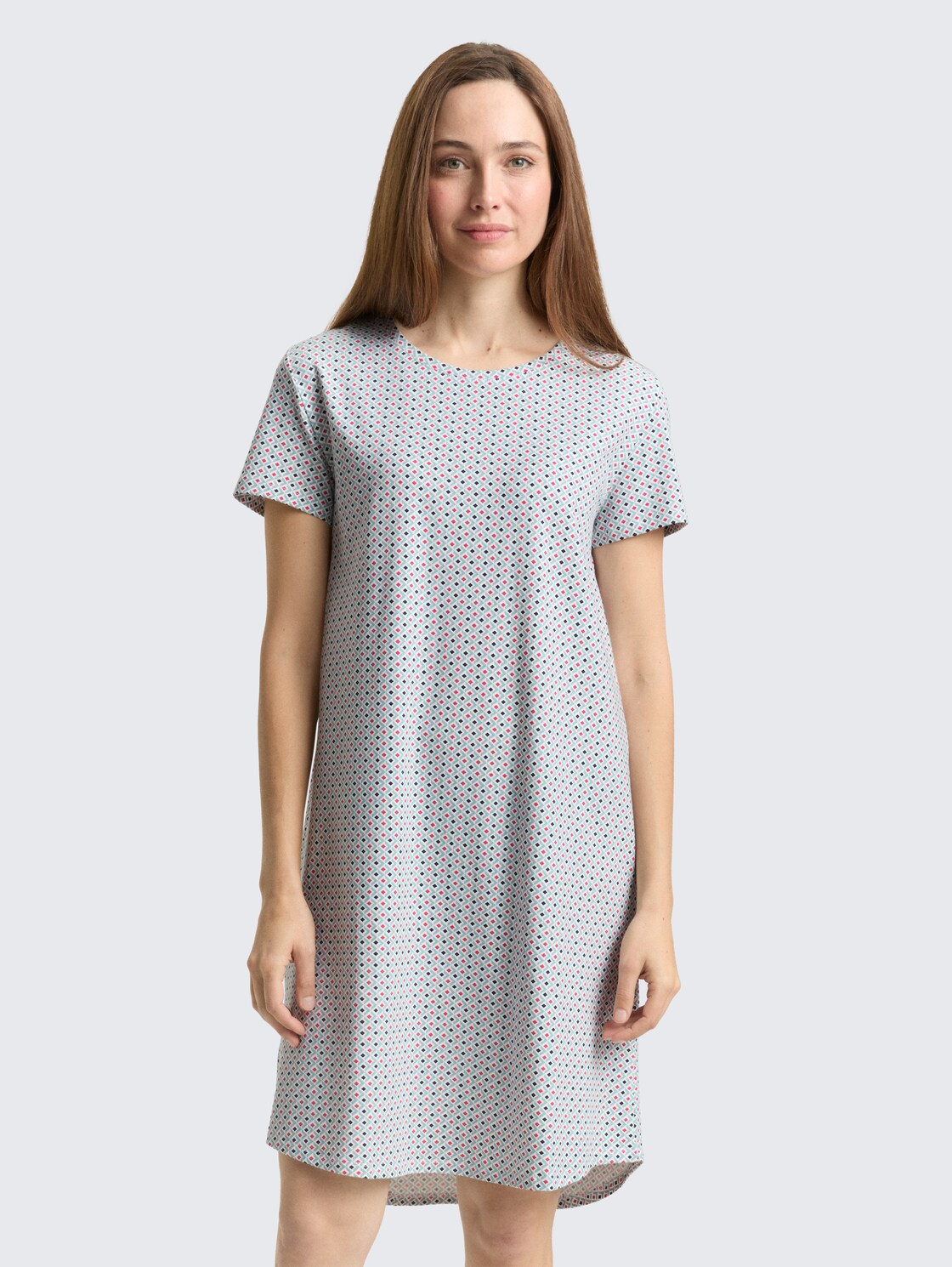 Nightdress with pattern - white allover - Model front view