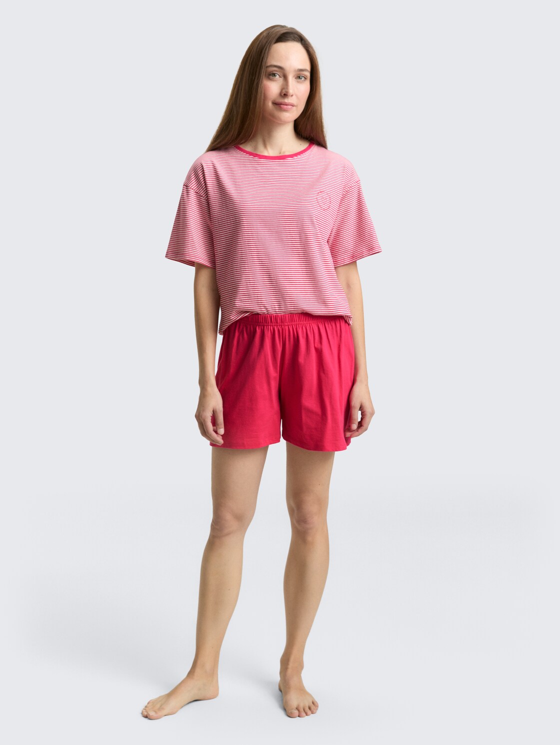 Pyjama set met strepenpatroon - red-medium-horizontal stripe - zijaanzicht model