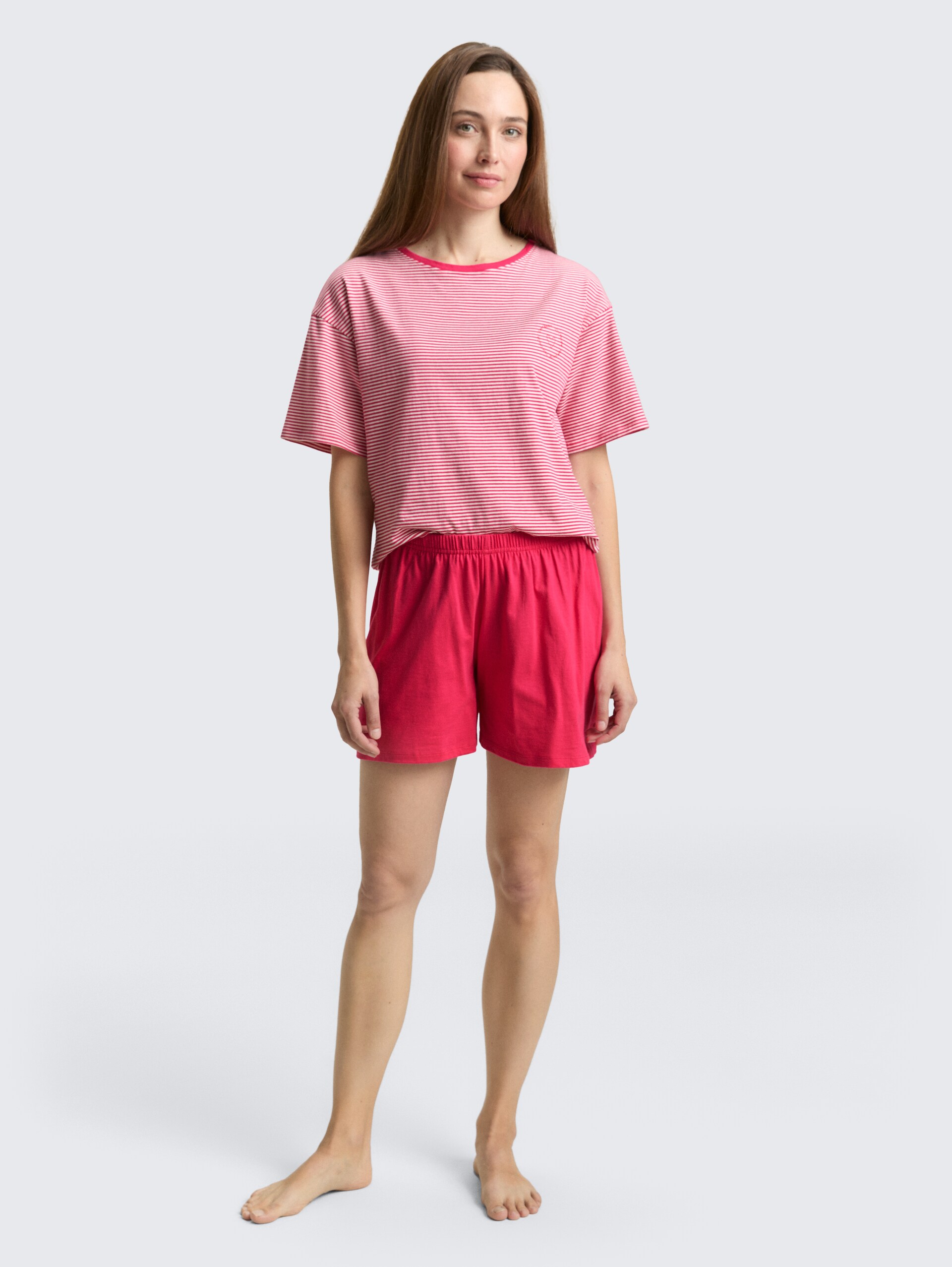 Pyjamaset met gestreept patroon - red-medium-horizontal stripe - zijaanzicht model