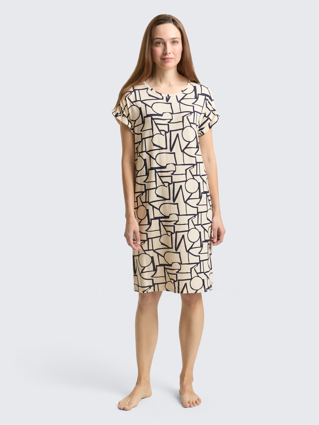 Nachthemd met patroon - braun-hell-Allover - zijaanzicht model