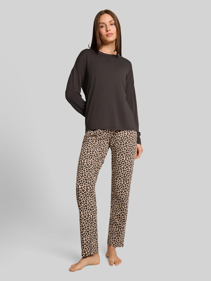 Pyjamaset met luipaardprint door Women, grey-medium-allover