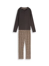 Ausgewählt, Pyjama-Set mit Leopardenmuster von Tom Tailor, grau