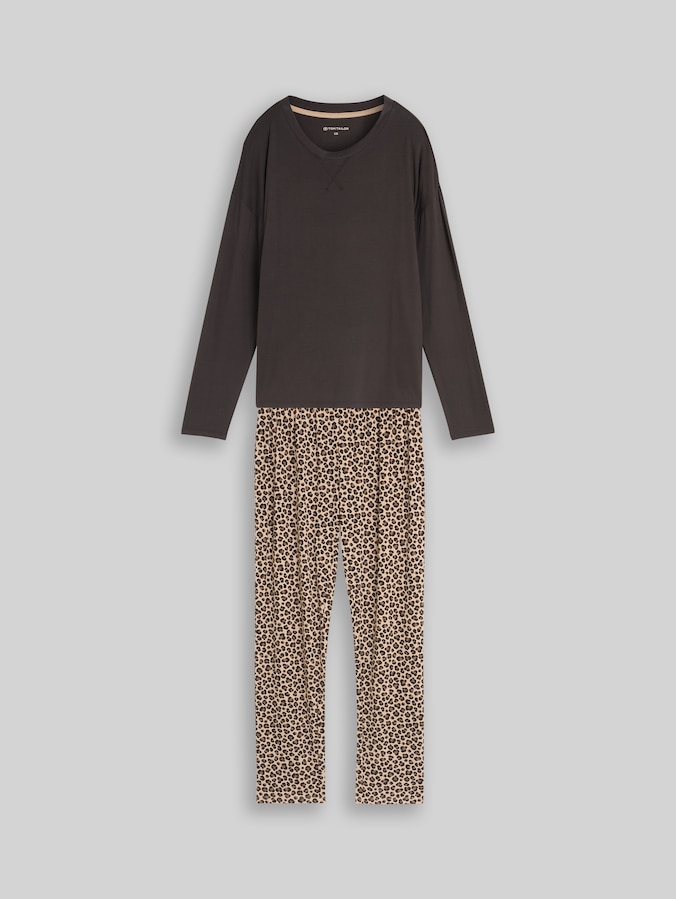 Pyjama-Set mit Leopardenmuster von Women, grey-medium-allover