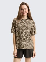 Ensemble pyjama à imprimé léopard - braun-mittel-Allover - Vue de face du modèle