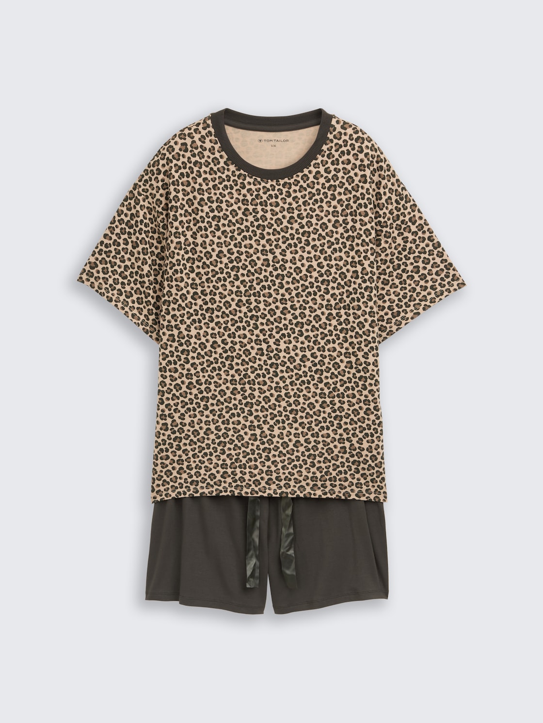 Pyjama-Set mit Leo-Print - braun-mittel-Allover - Vorder-Produkt-Ansicht