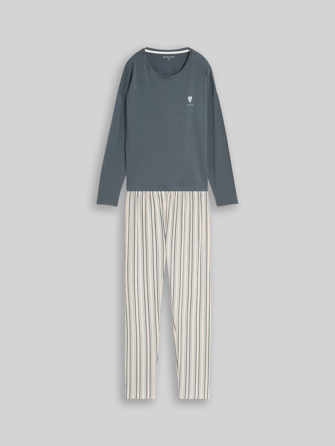 Pyjama-Set mit Streifenmuster aus Baumwolle von Women, green-medium-stripes