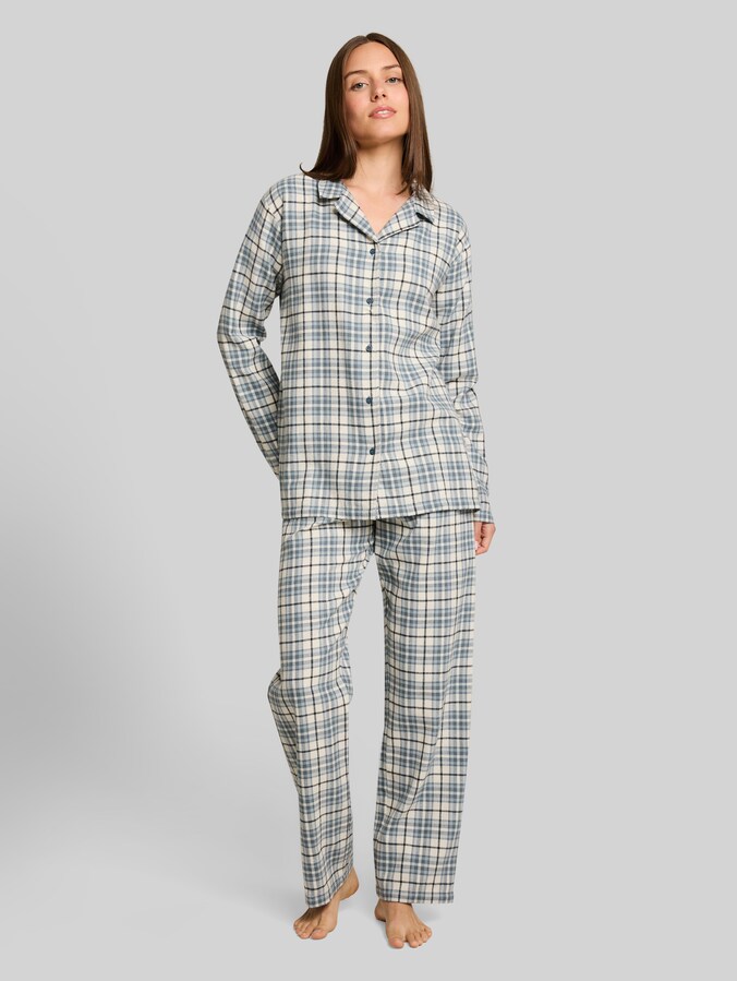 Pyjama-Set mit Karomuster aus Baumwolle von Women, green-medium-check