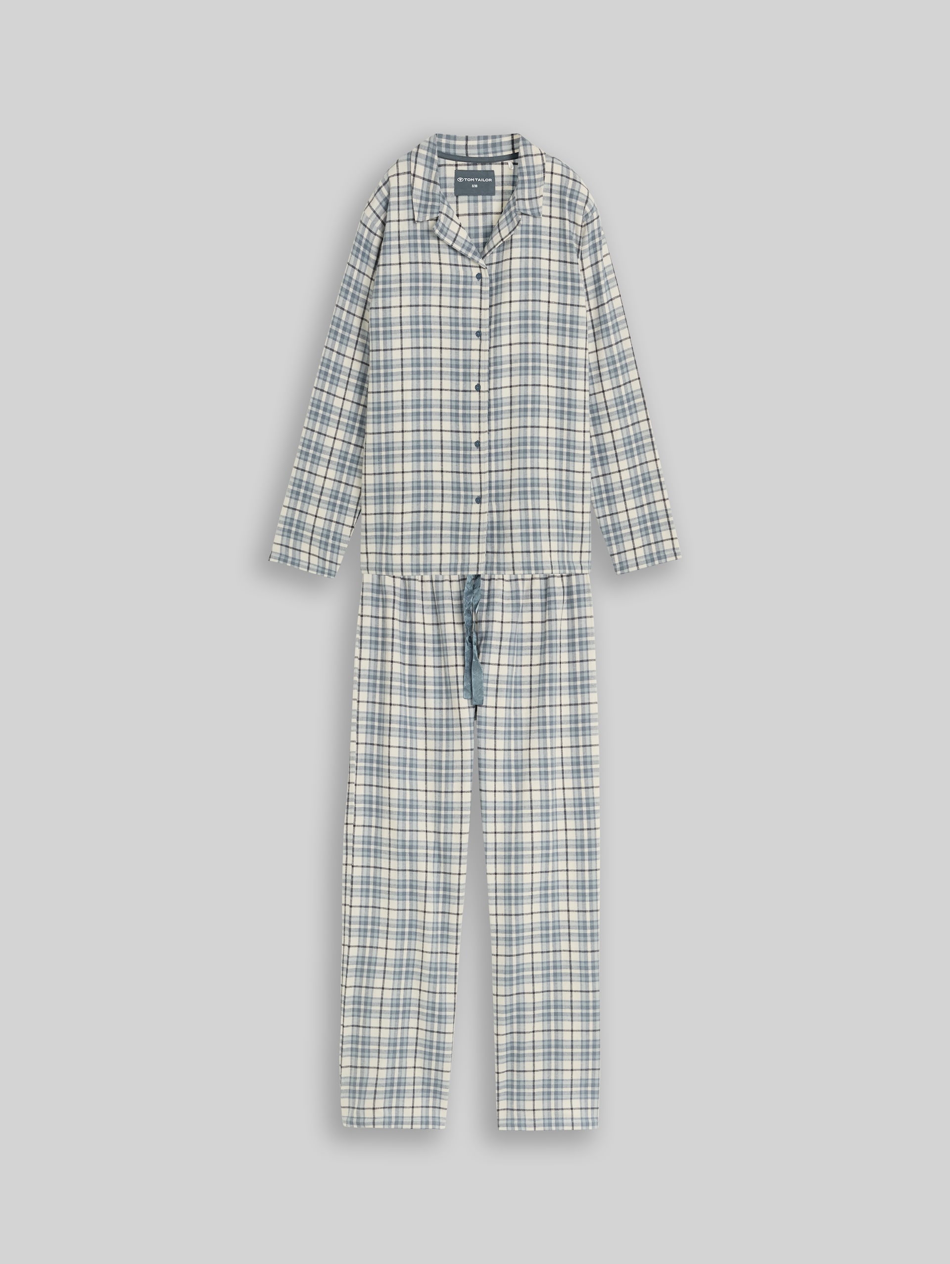 Pyjama-Set mit Karomuster aus Baumwolle - green-medium-check - Vorder-Produkt-Ansicht