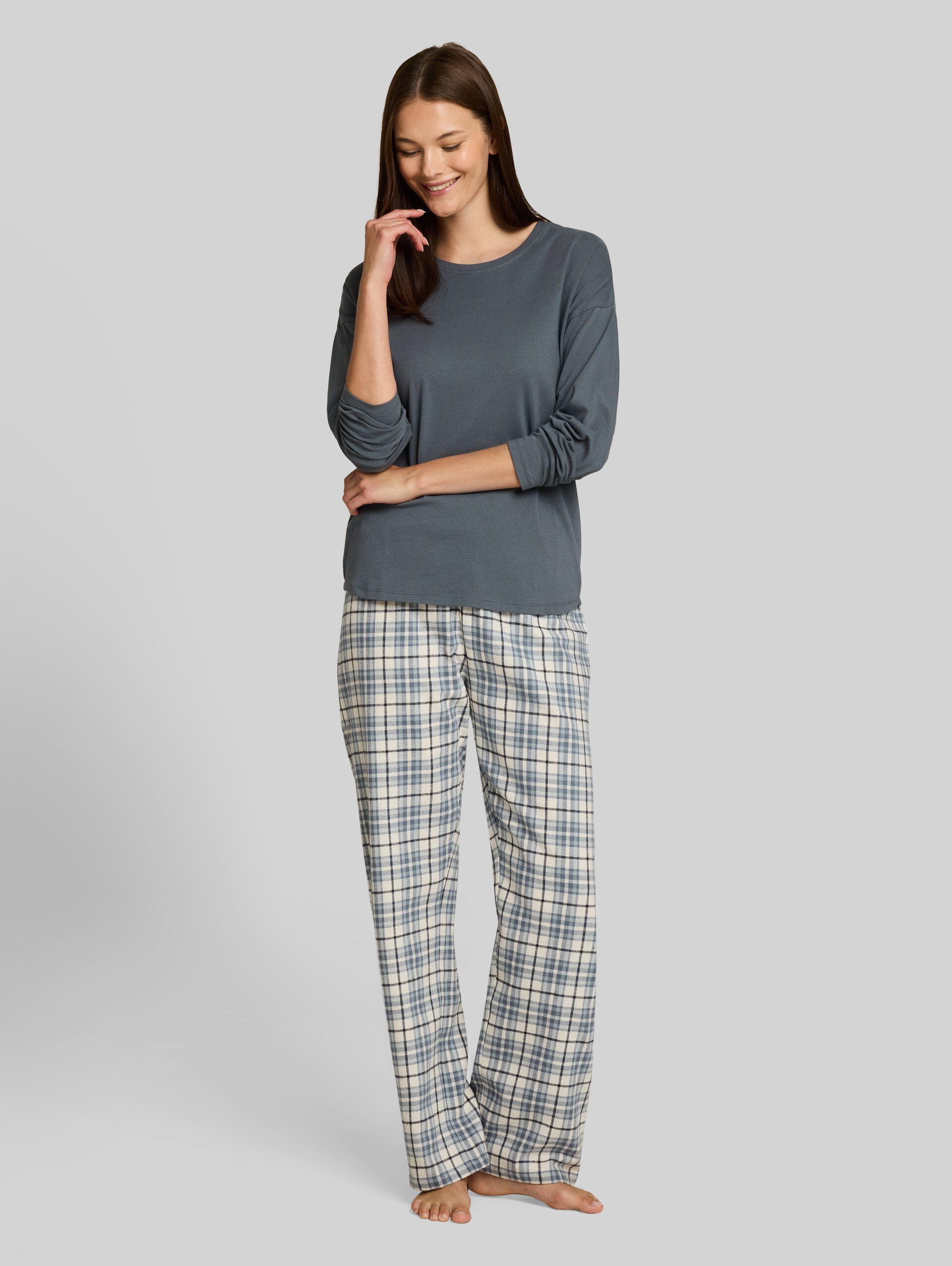 Ensemble pyjama à carreaux - green-medium-check - vue latérale du modèle