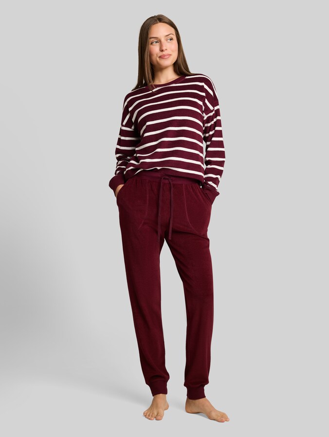 Pyjama-Set aus Frottee von Women, red stripes