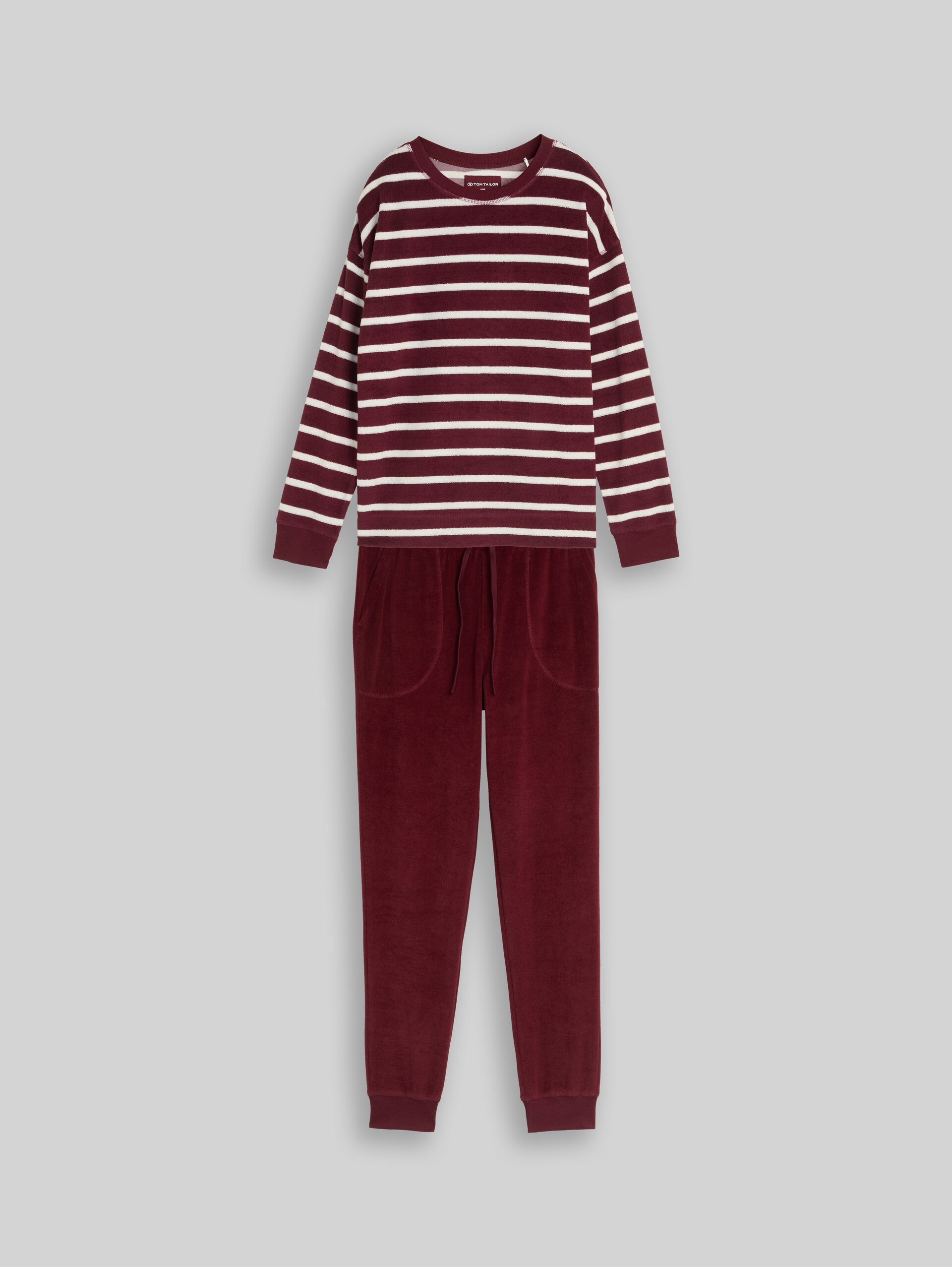 Pyjamaset van badstof - red stripes - Product vooraanzicht