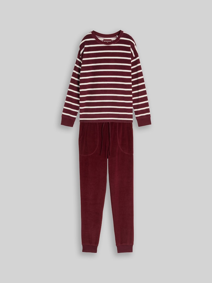 Pyjama-Set aus Frottee von Women, red stripes