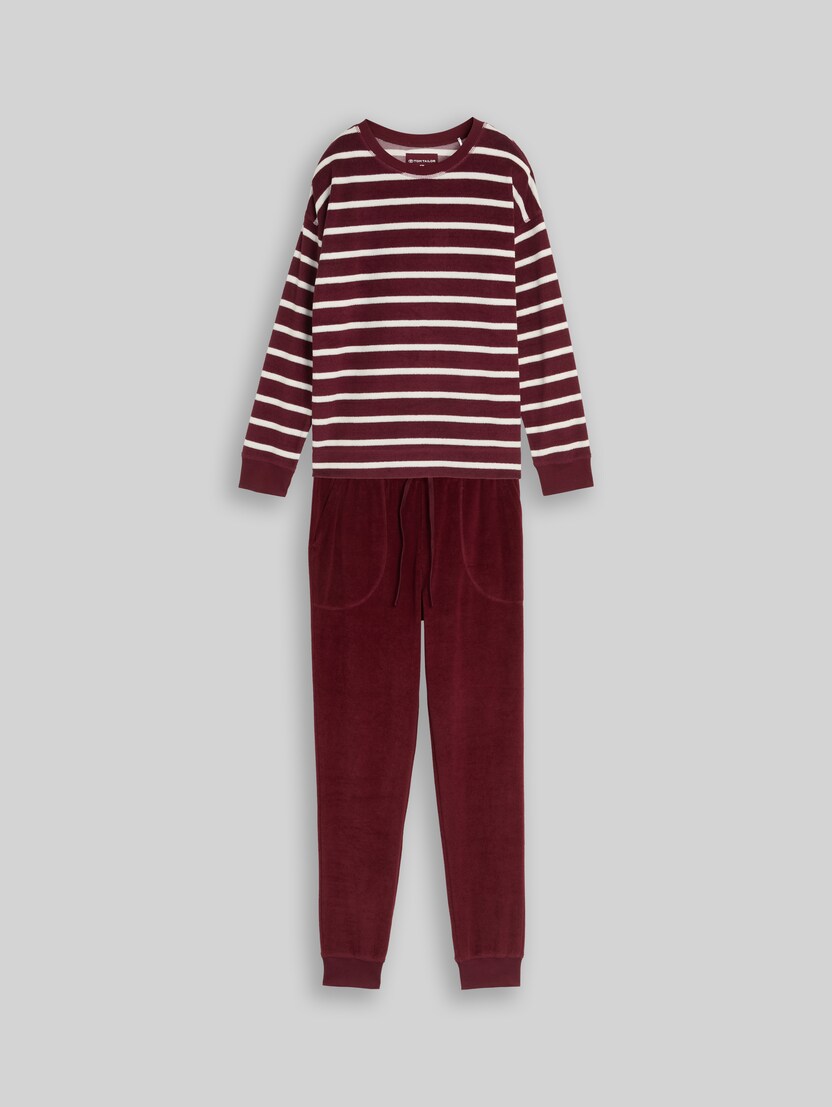 Pyjama set in terry cloth by Women, red stripes