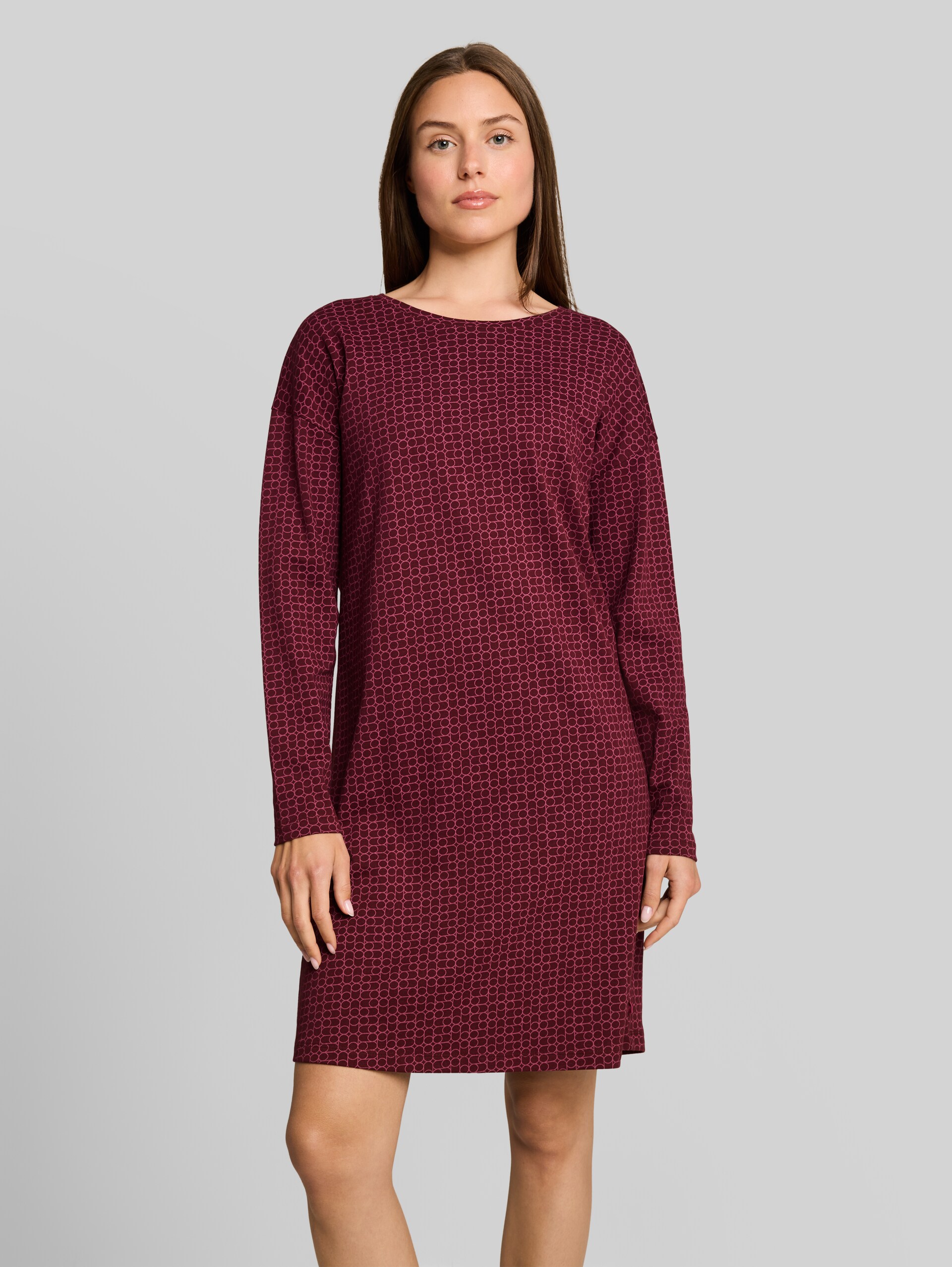 Nachtjapon met all-over print van katoen - red-medium-allover - Model vooraanzicht