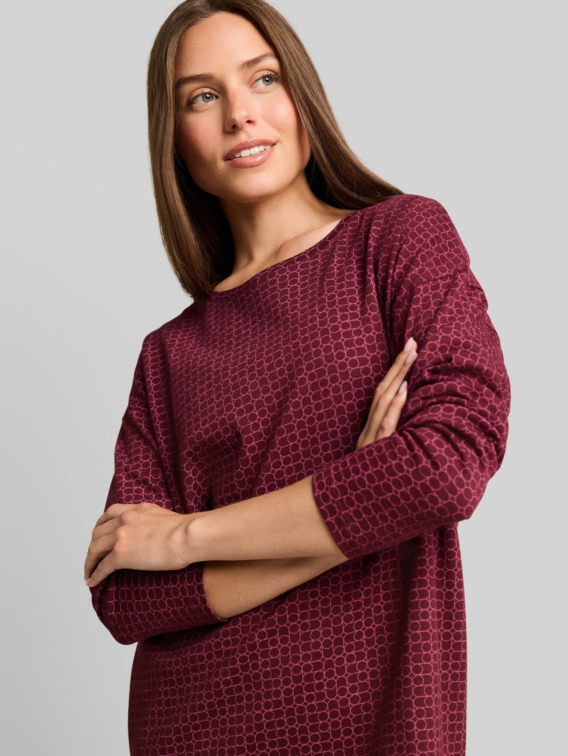 Nachtjapon met all-over print van katoen - red-medium-allover - Detailaanzicht model