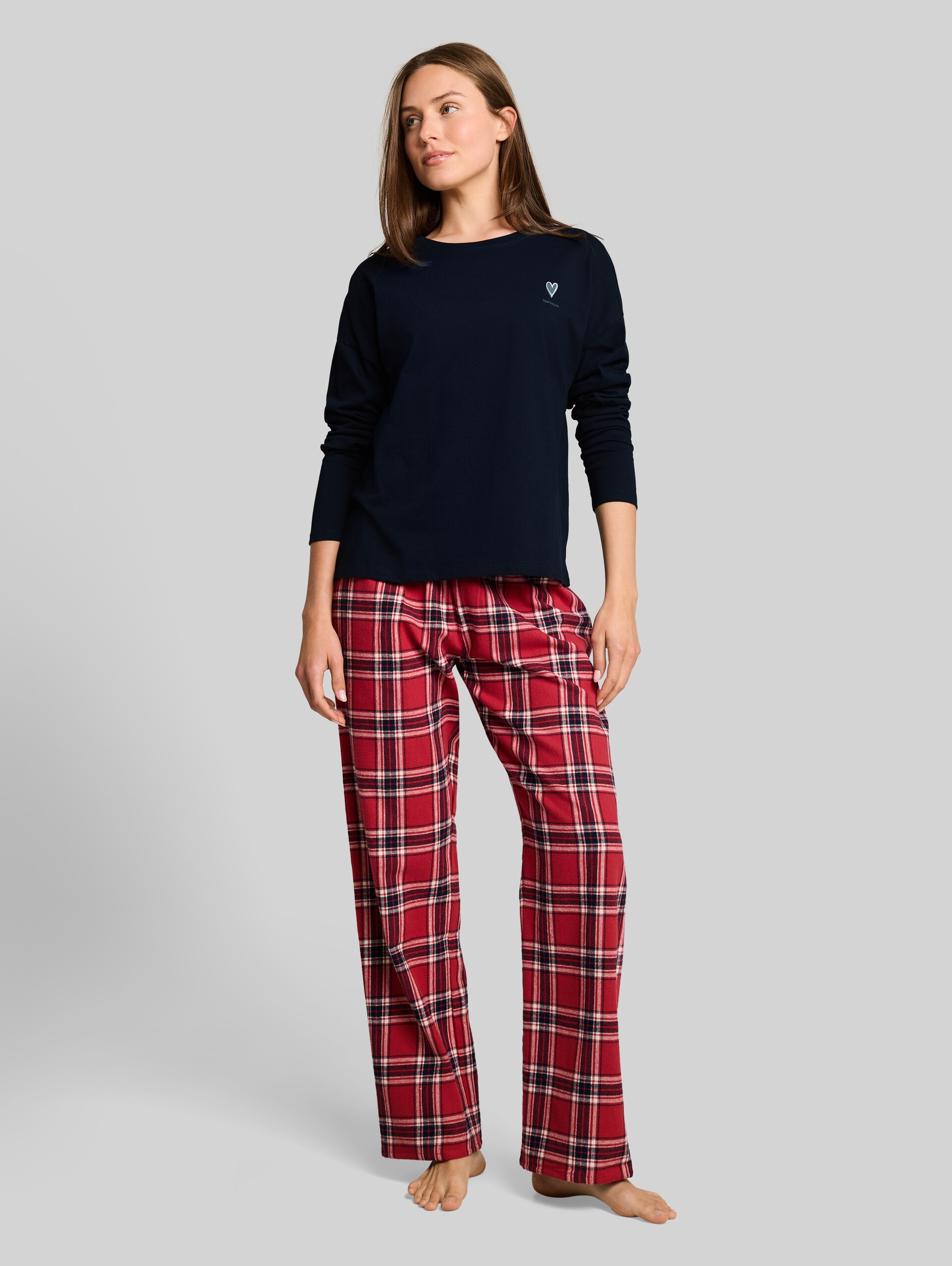 Pyjamaset met ruitjespatroon van katoen - red-medium-check - zijaanzicht model