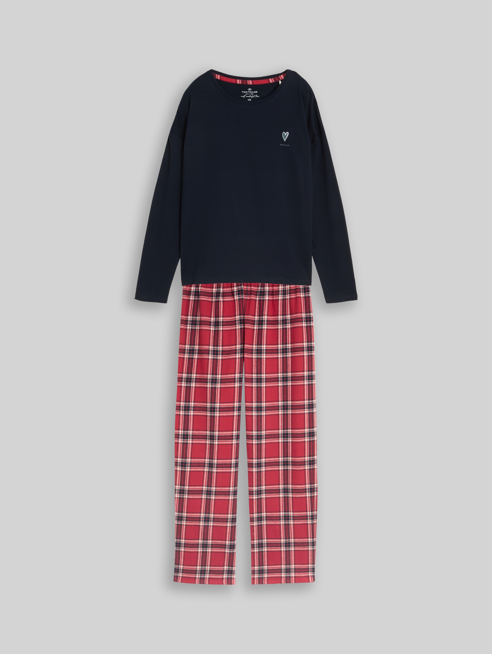 Pyjamaset met ruitjespatroon van katoen - red-medium-check - Product vooraanzicht