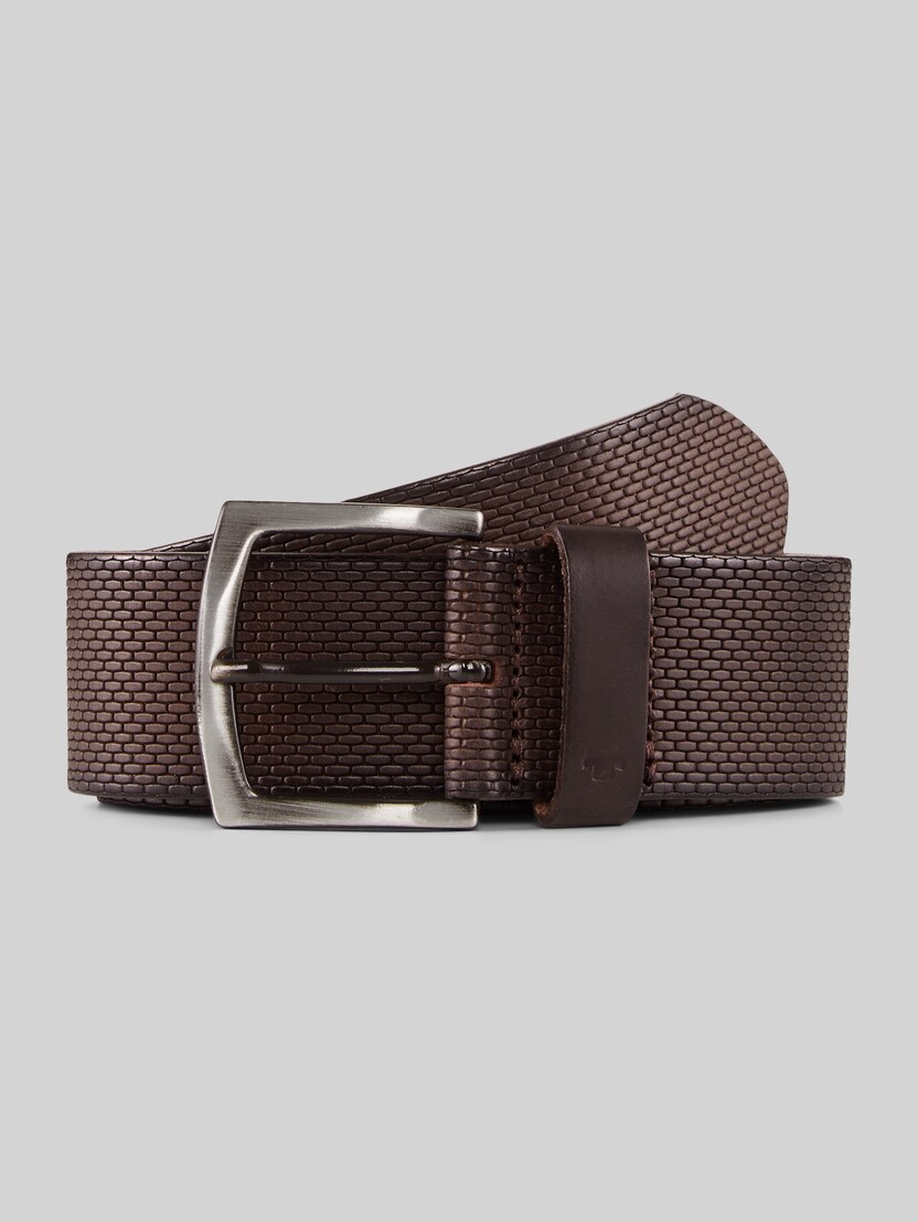 TTWILL leather belt with square pin buckle by Men, brown uni