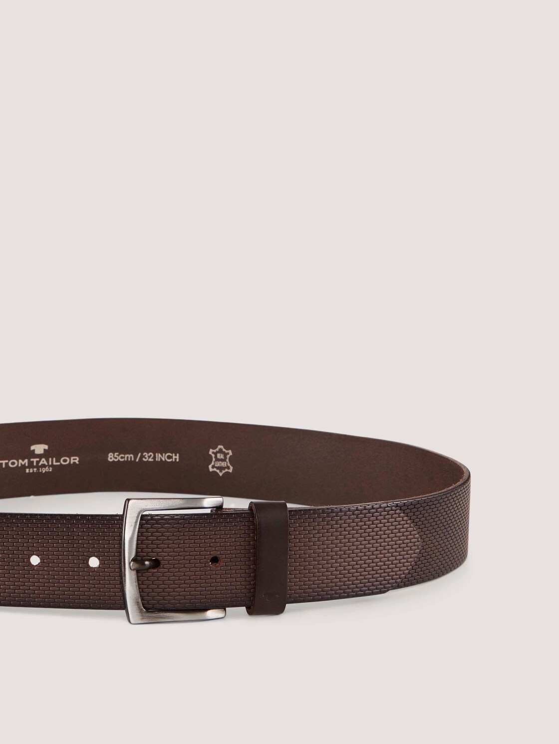 TTWILL Ledergürtel mit eckiger Dornschließe - brown uni - Produkt-Ansicht von oben 