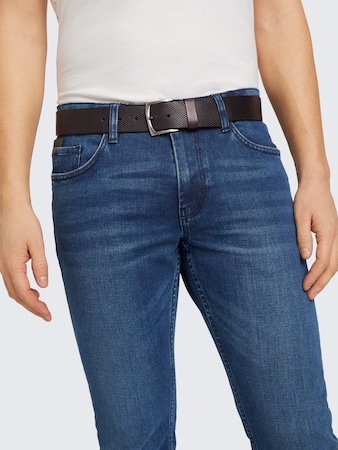 TTWILL Ledergürtel mit eckiger Dornschließe von Men, black uni