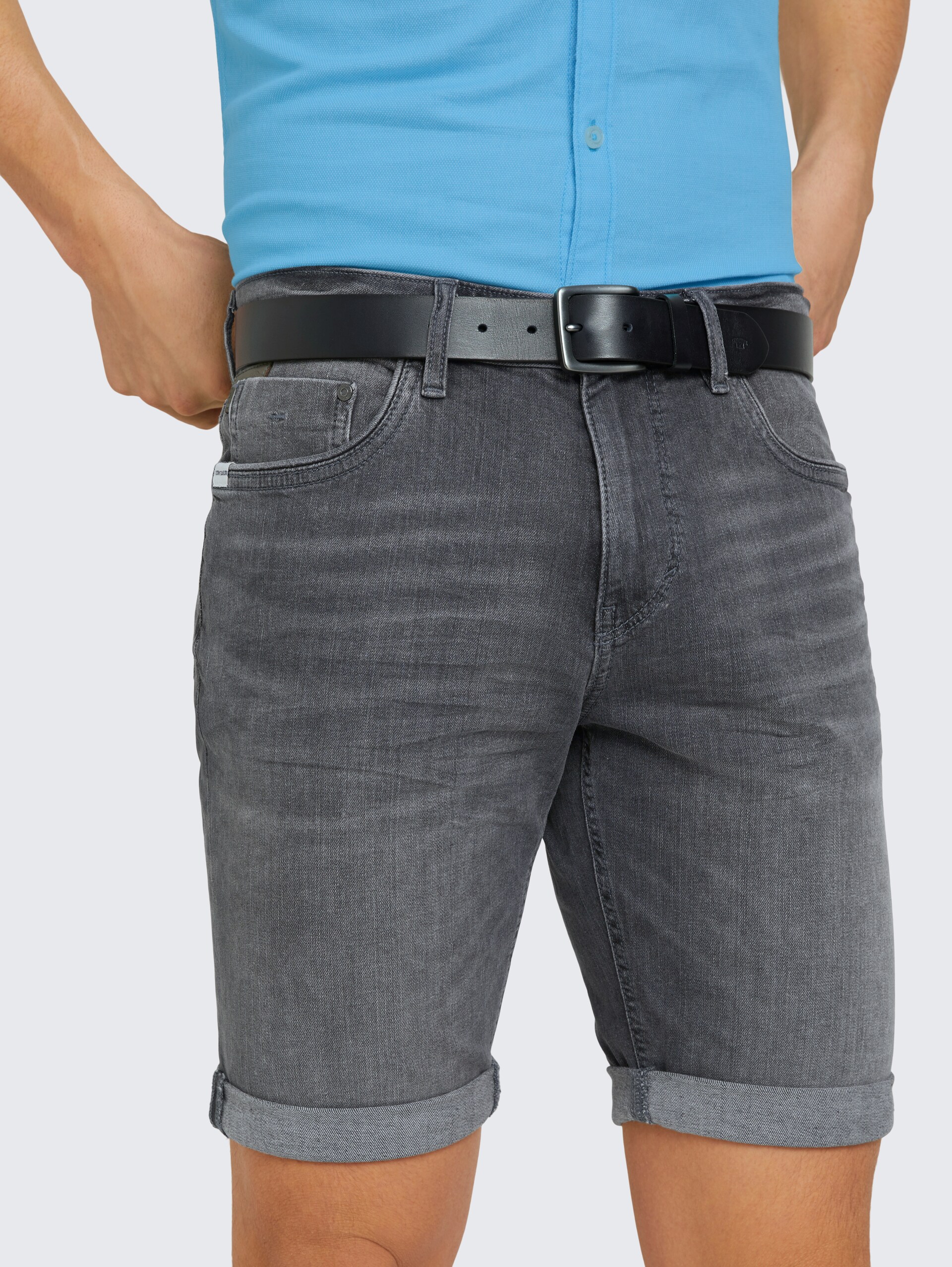 TTSCOTT Ledergürtel mit eckiger Dornschließe - navy uni
