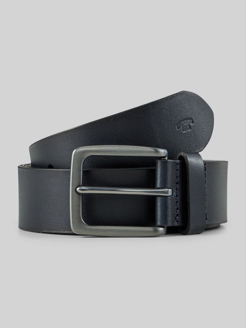TTSCOTT leren riem met vierkante gesp door Men, navy uni