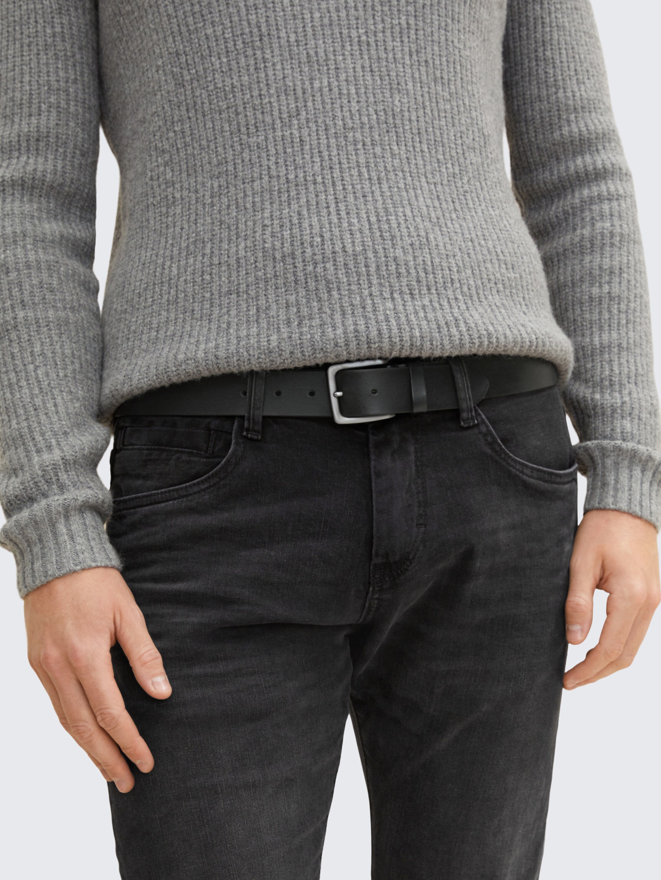 TTSCOTT leren riem met vierkante gesp - black_uni - 