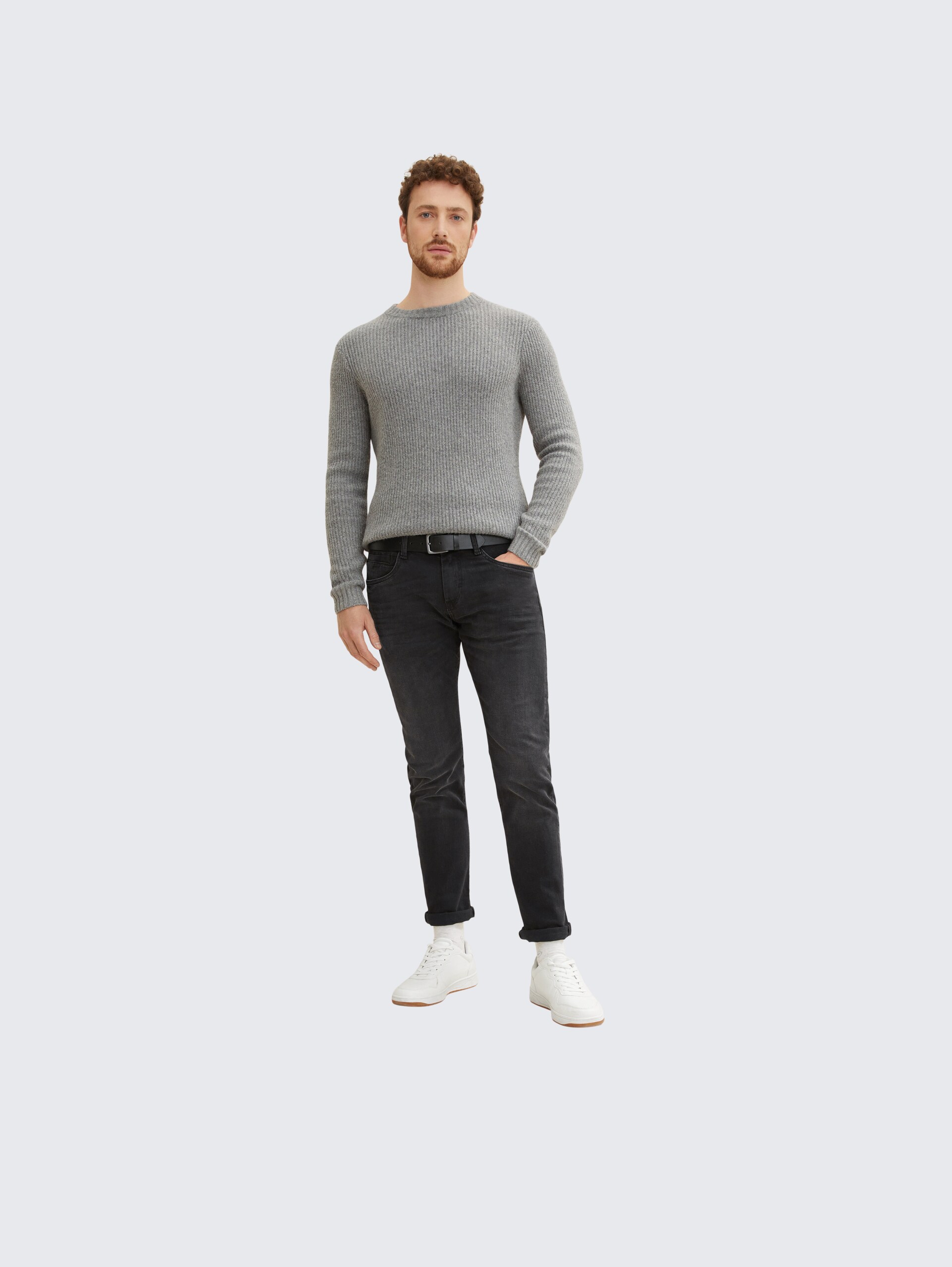 TTSCOTT Ledergürtel mit eckiger Dornschließe - black uni
