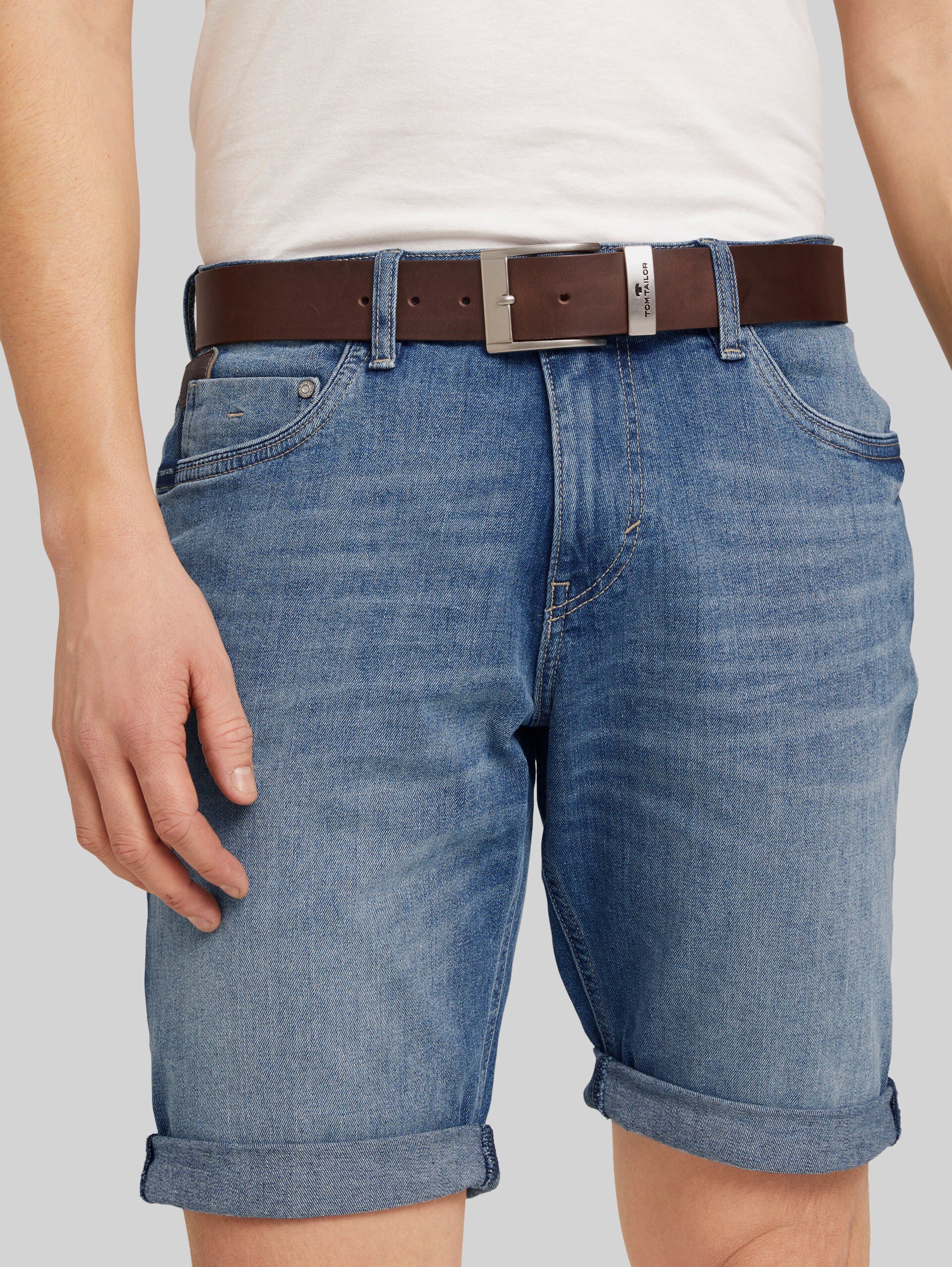 TTTOM leather belt with square pin buckle - brown uni